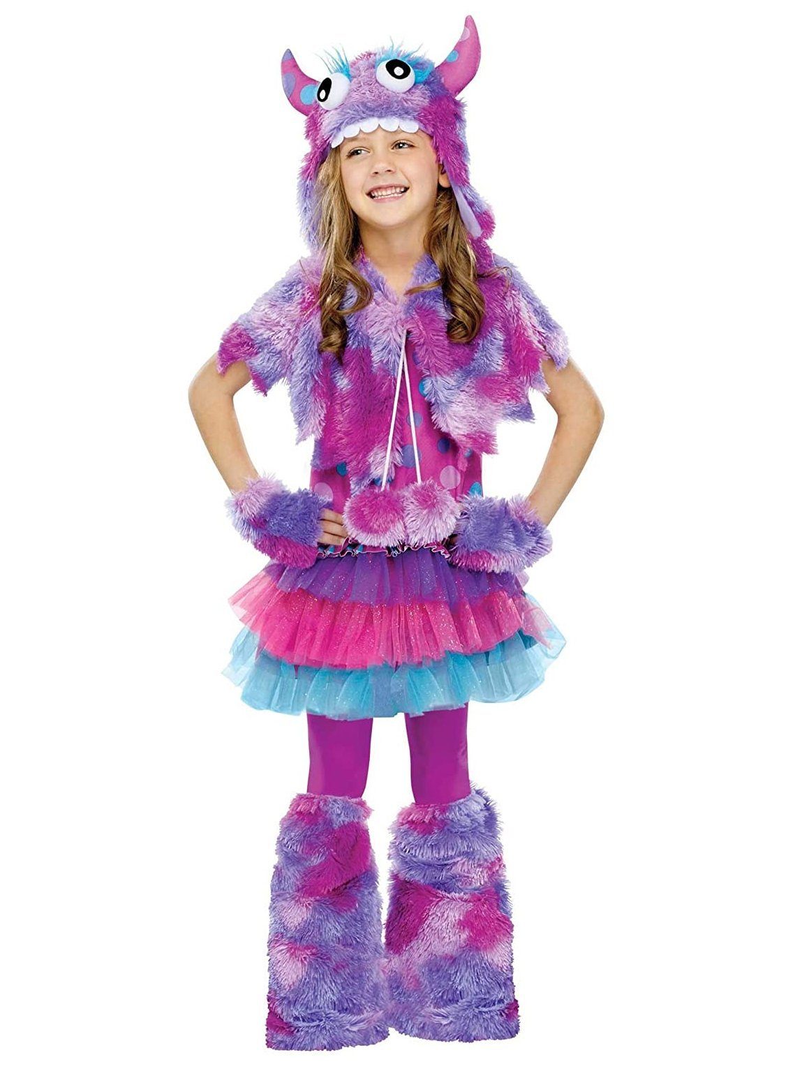 Fun World Kostüm Flauschiges Grummel-Monster violett, Das süßeste Monster weit und breit – tolle Kostümidee zu Halloween!
