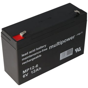 Multipower Multipower MP12-6 Blei Akku mit 4,8mm Faston Stecker 6V, 12Ah Akku 12000 mAh (6,0 V)