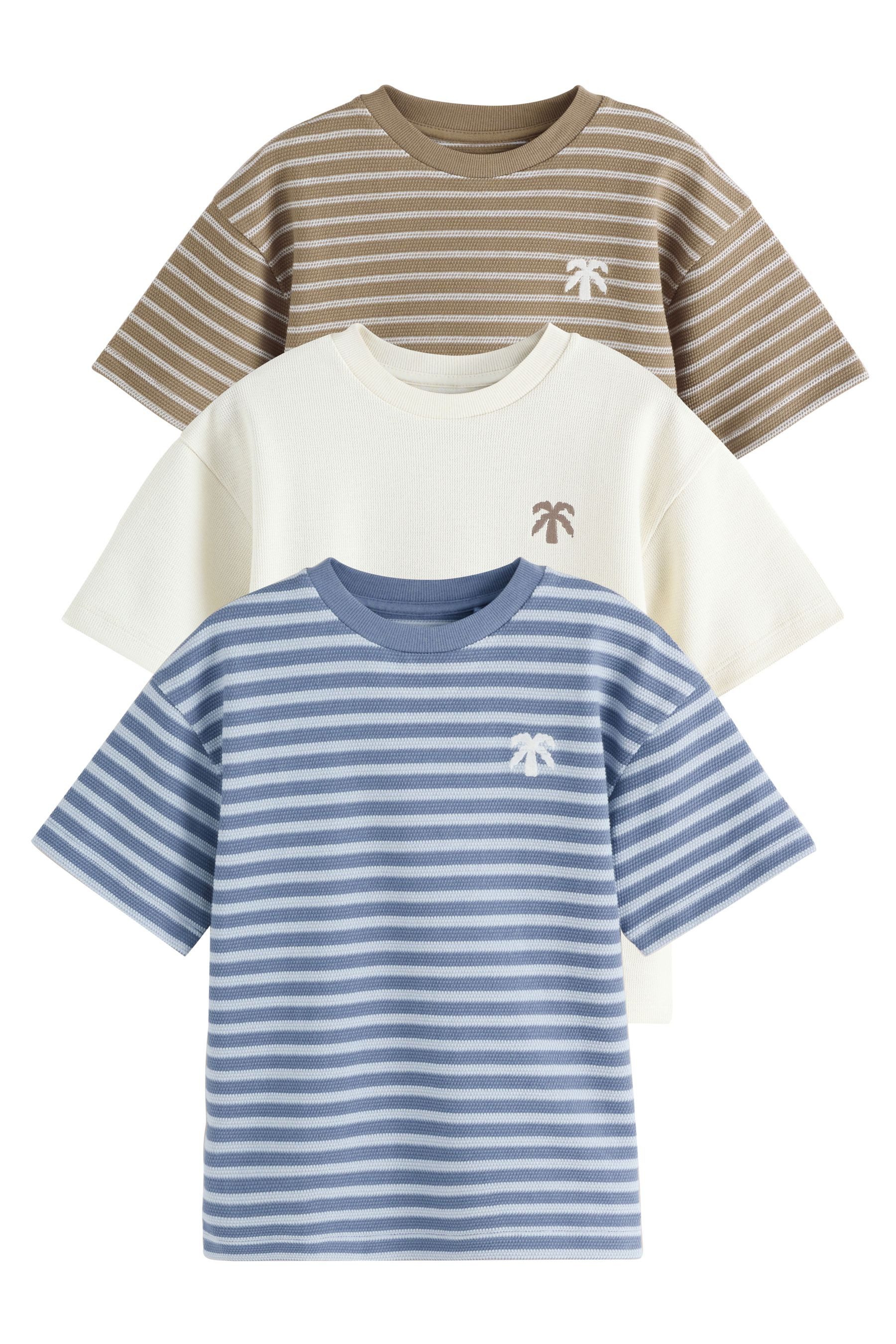 T-Shirt Relaxed Fit T-Shirts mit Struktur im 3er-Pack
