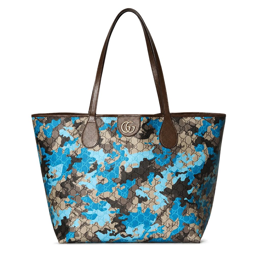 GUCCI Shopper Large GG Supreme Blue Camouflage Tote