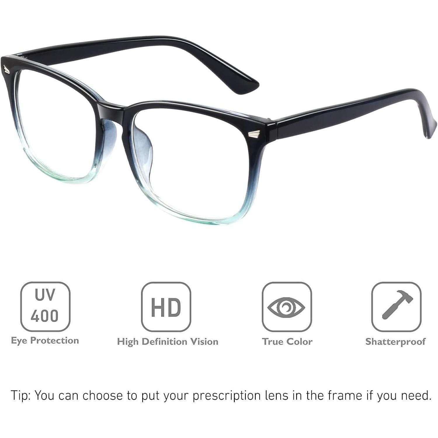 LuxusKollektion Retrosonnenbrille Hornbrille Nerdbrille Fakebrille Damen Herren UV400 1 Farbverlauf Blau