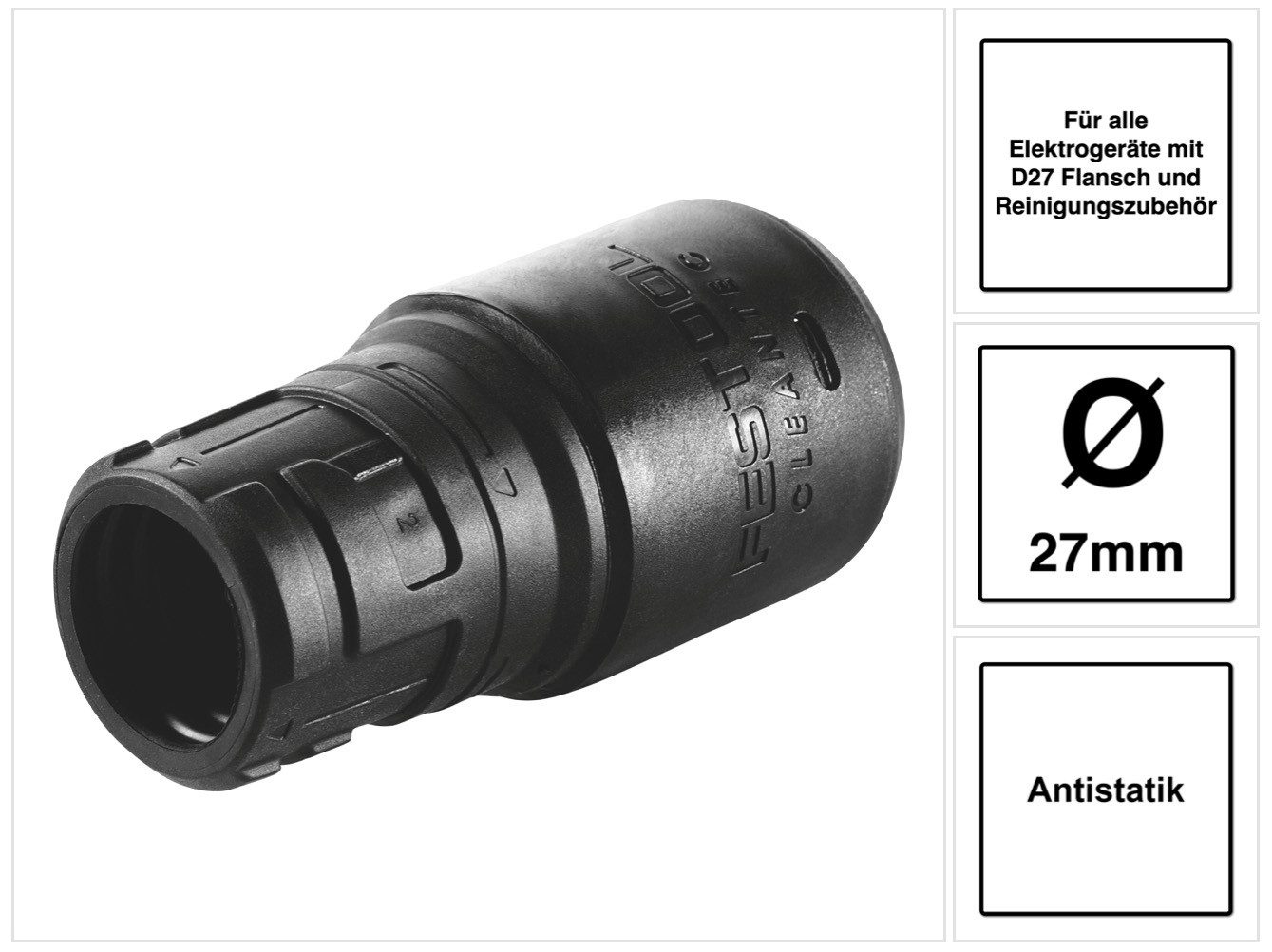 FESTOOL Staubabsauger D 27 DM-AS/CT Anschlussmuffe 27 mm Antistatik (202346) für alle Ele