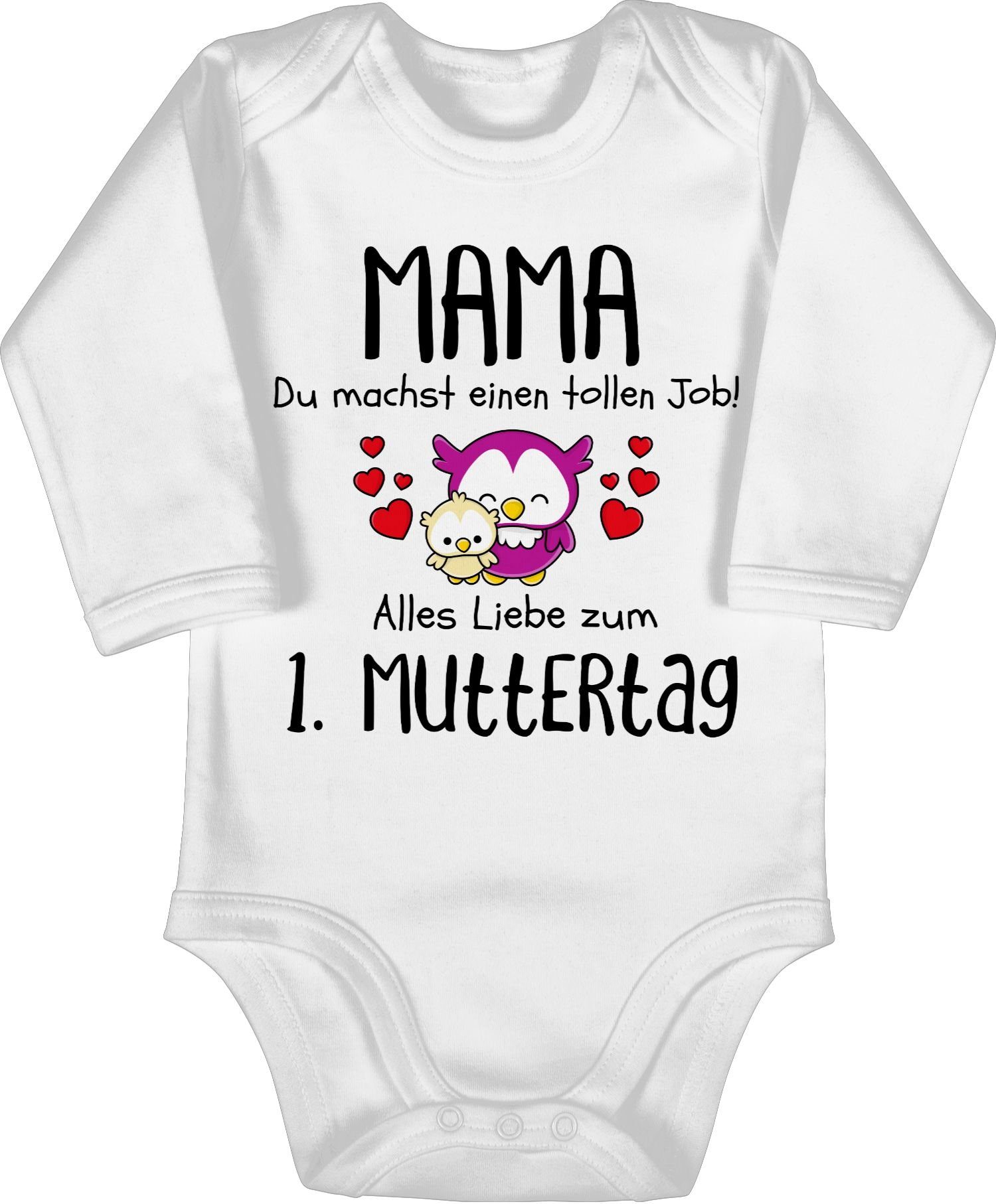 1 Mama Shirtbody Muttertagsgeschenk 1. - (1-tlg) Muttertag Erster Weiß Shirtracer