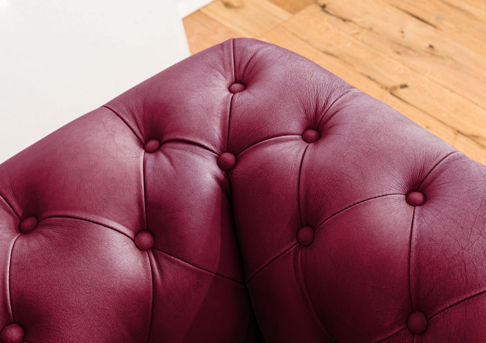 Massivmoebel24 Sofa CHESTERFIELD, Sofa 2-Sitzer Echtleder 158x82x75 rot CHESTERFIELD #402