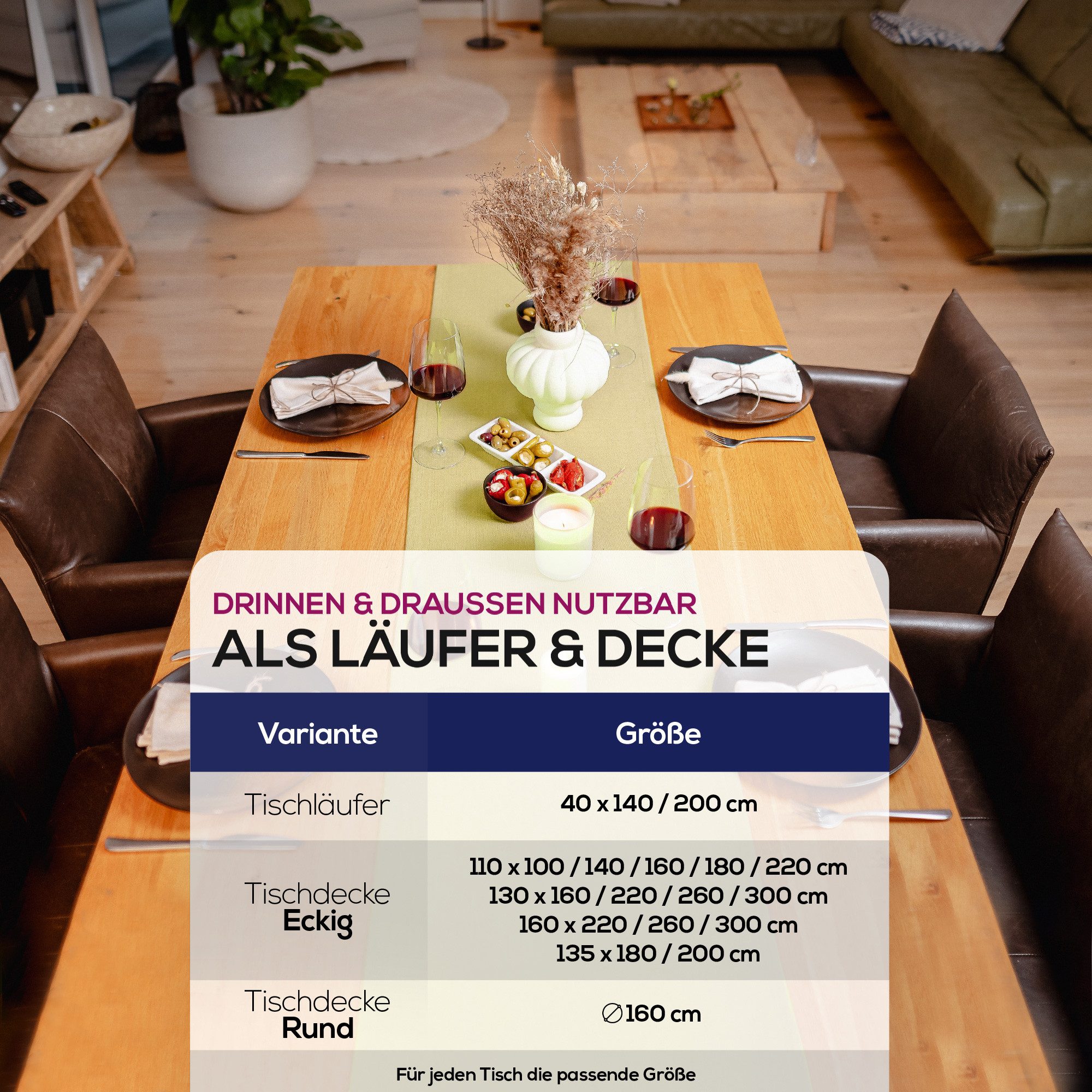 Beautex Tischdecke Lina elegante Leinenoptik, viele Größen und Farben (1-tlg), Schmutzabweisend, knitterarm, sauber umnähmter Saum – Bild 5 von 5