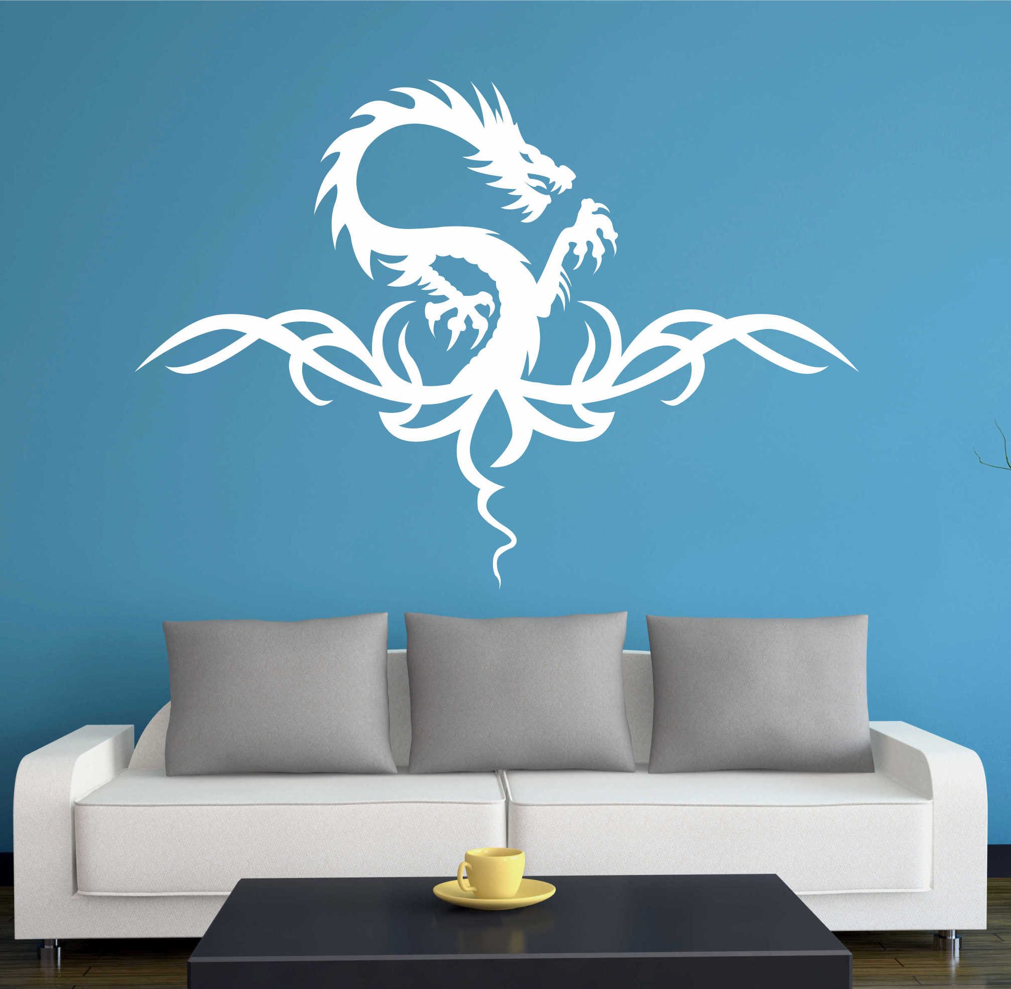 INDIGOS UG Wandtattoo Wandtattoo - Wandaufkleber - w358 Drachen Drache Monster Feuer