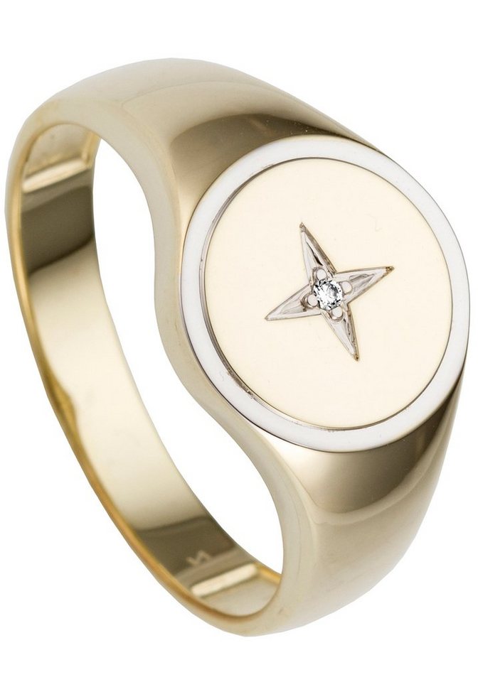 JOBO Fingerring Ring mit Diamant, 585 Gold bicolor, Aus teilrhodiniertem 585  Gelbgold