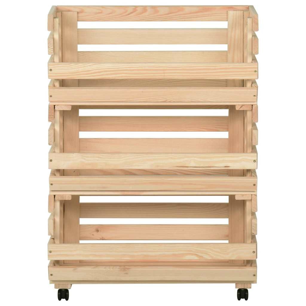 vidaXL Küchenwagen Gemüsewagen 57x30x80 cm Massivholz Kiefer