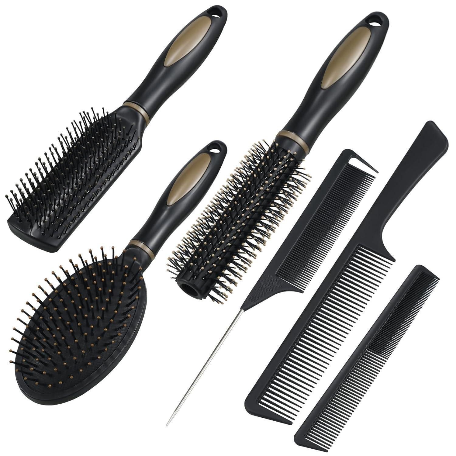 LuxusKollektion Haarbürsten-Set 6er Haarbürstenset Nylon-Kugelzahnkamm für Frauen Männer: Heim & Reise