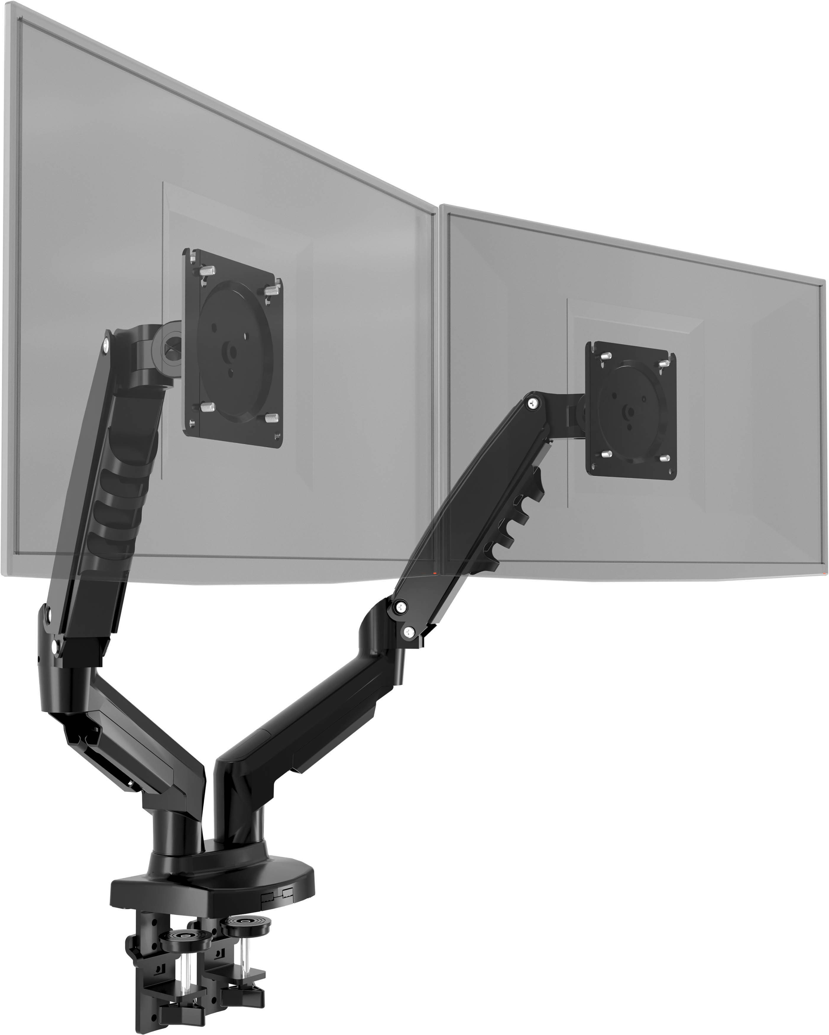 Poppstar Höhenverstellbare Tischhalterung für 2 Monitore (17 Zoll bis 27 Zoll) Monitor-Halterung, (bis 27,00 Zoll, 360° schwenkbare, drehbare & neigbare Monitor-Arme)