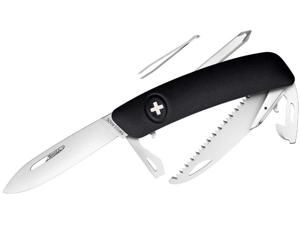 SWIZA Taschenmesser Taschenmesser schwarze Anti-Rutsch-Griffschalen Säge und 10 Funktionen