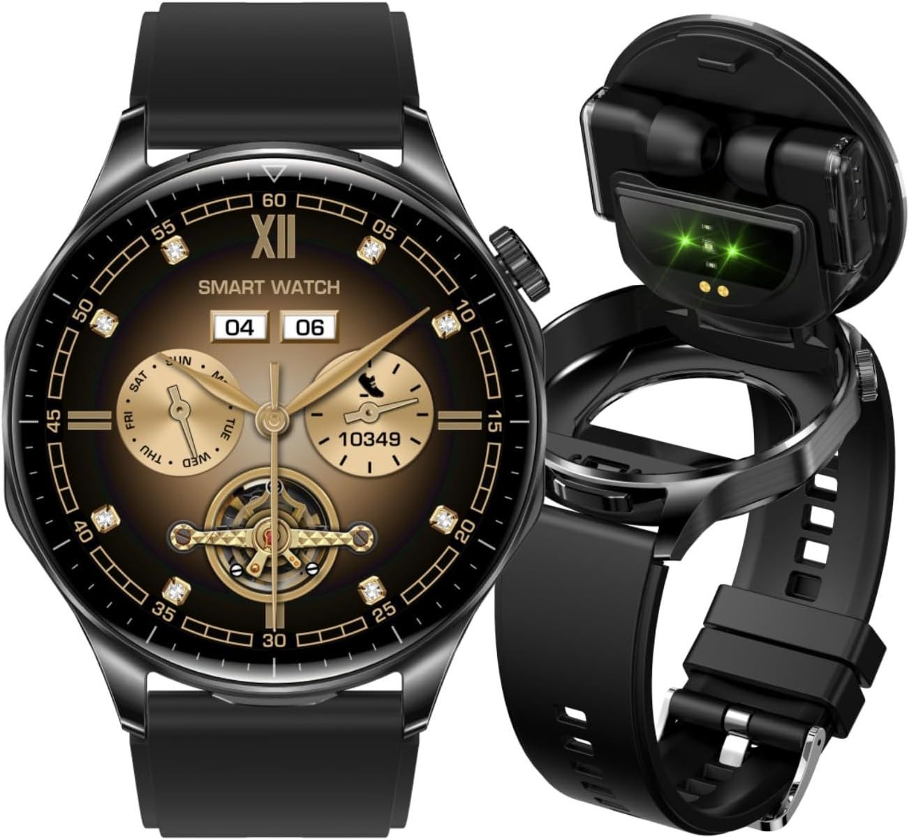 AIEK T8 Smartwatch (3,6 cm, android ios), 2-in-1 Smartwatch mit kabellosen Bluetooth-Kopfhörern & HD Display