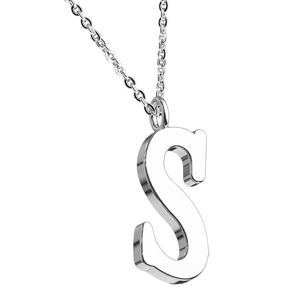 Taffstyle Kette mit Anhänger Damen Halskette Buchstaben Anhänger Kette Silber Schlicht Dezent A-Z (Personalisierte Halskette mit Buchstaben stilvoll und zeitlos - Geschenkidee)