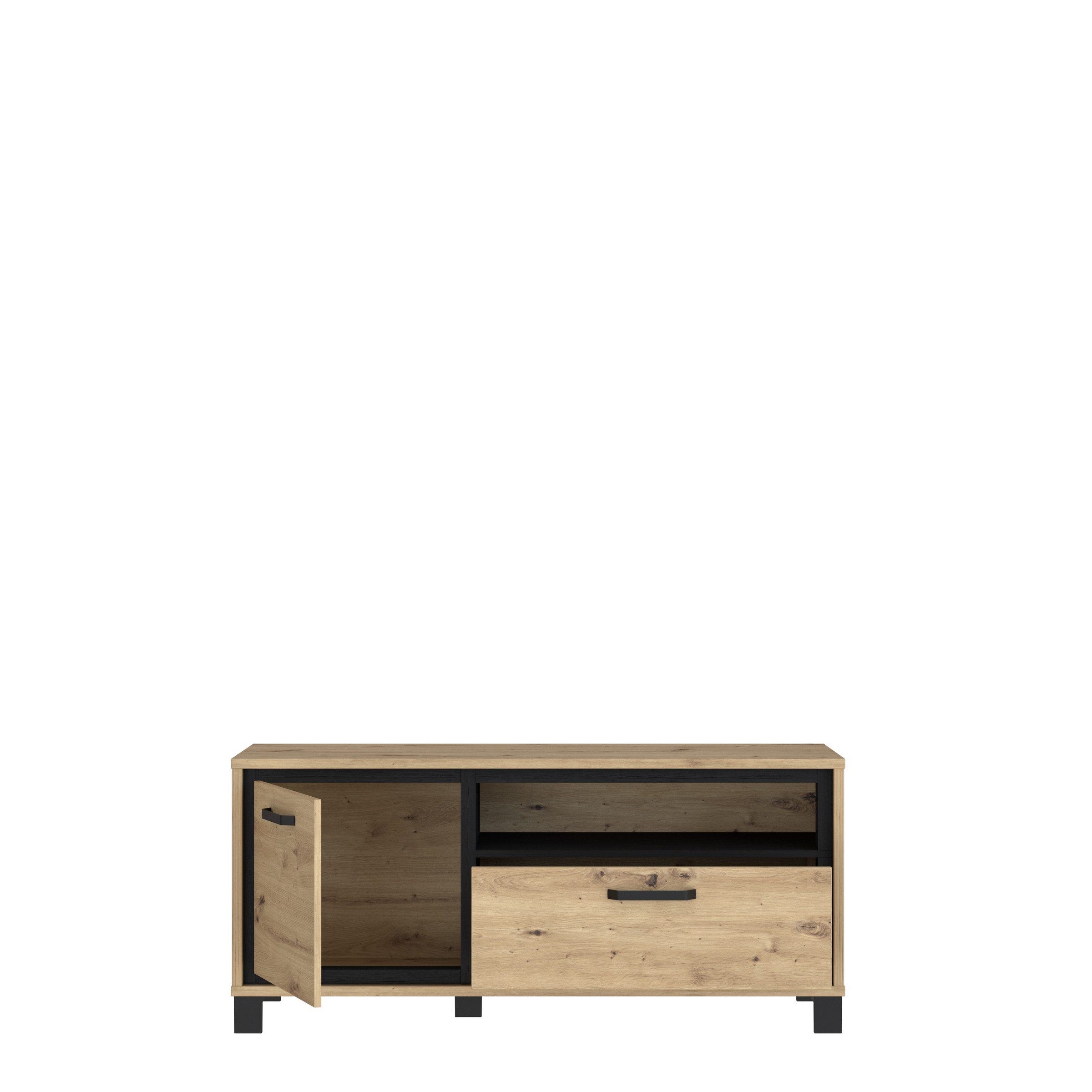 FORTE TV-Board in schwarz,braun - 131,4x58,9x41,5cm (BxHxT)