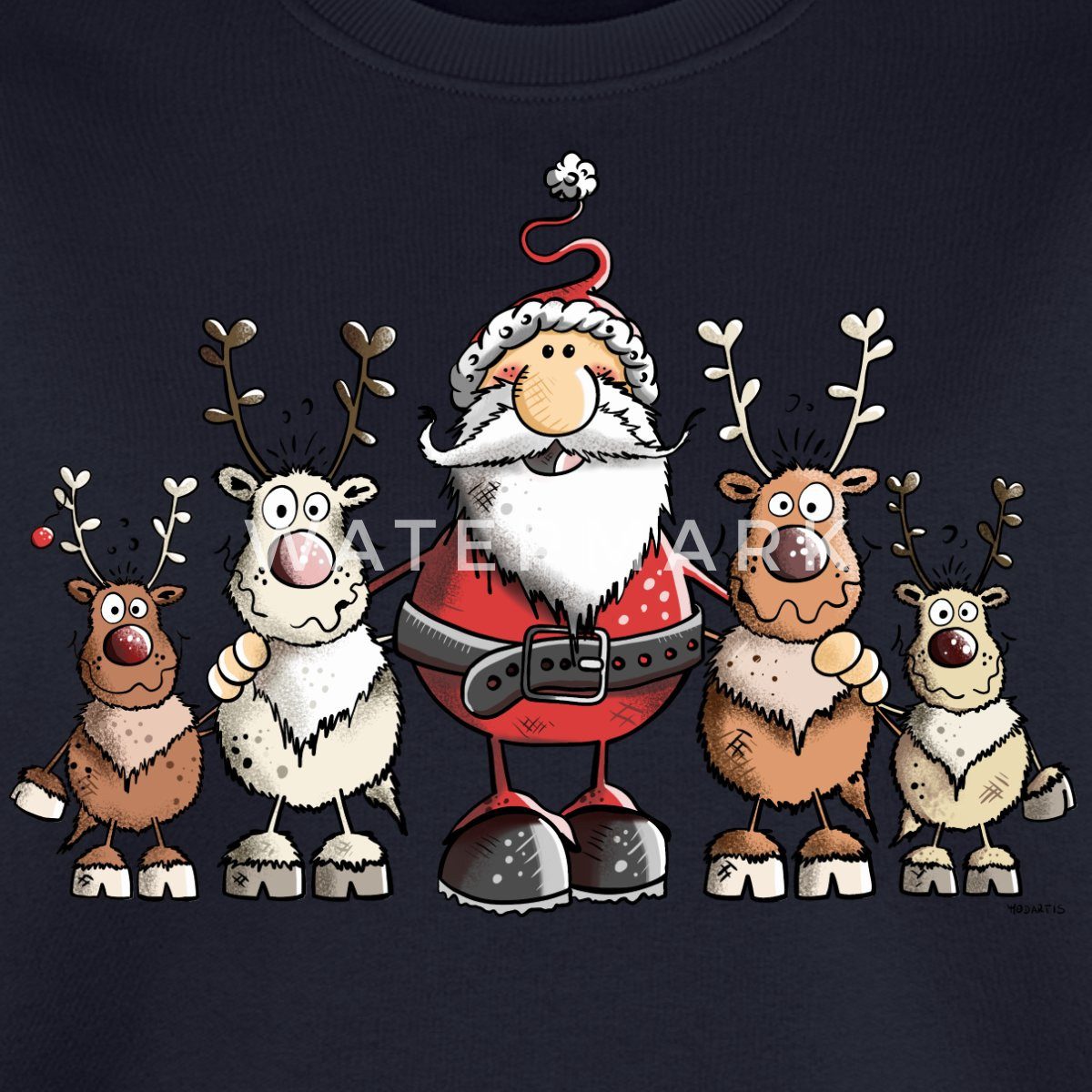 Spreadshirt Sweatshirt Weihnachten Weihnachtsmann Mit Rentieren Damen Premium Pullover (1-tlg)
