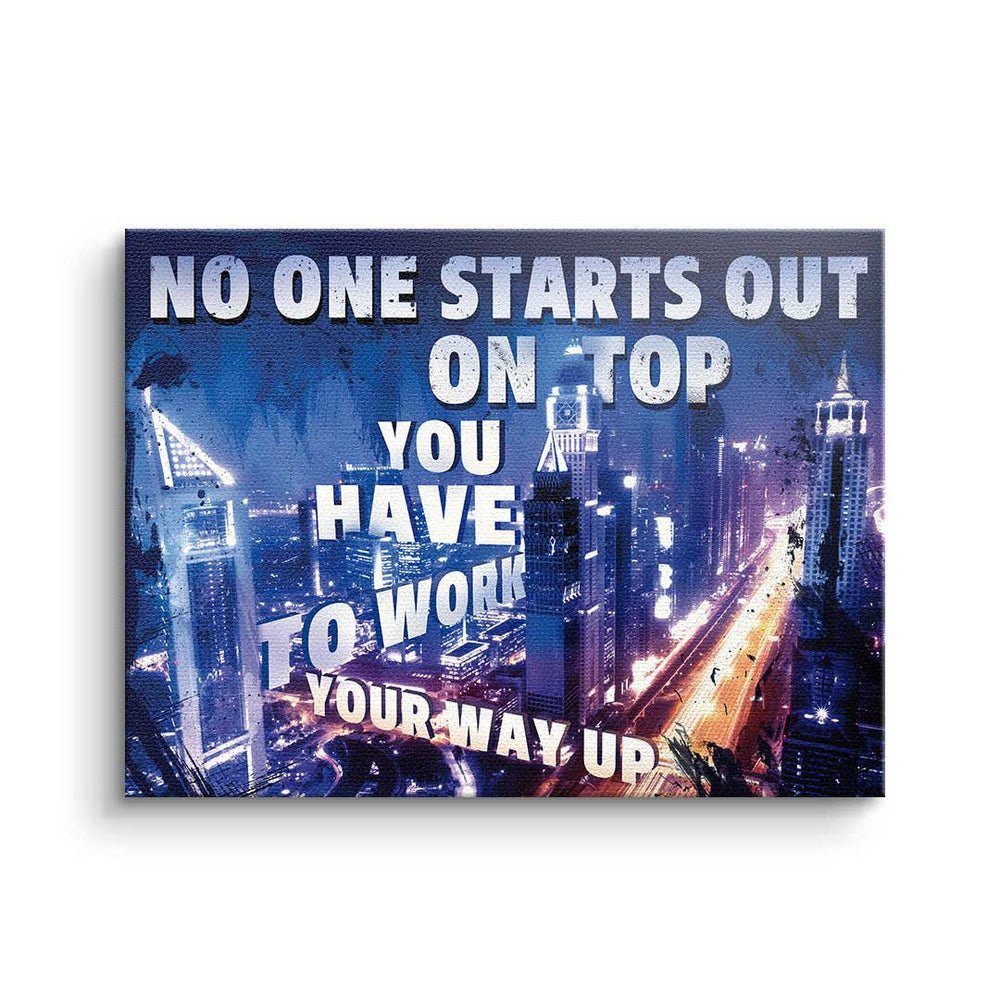 DOTCOMCANVAS® Leinwandbild, Premium Leinwandbild - Motivation - Work Your Way Up - Mindset - Büro ohne Rahmen