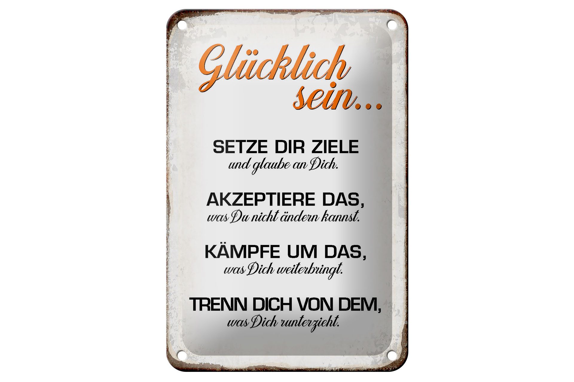 Metallschild Spruch 12x18cm glücklich sein glaube an dich