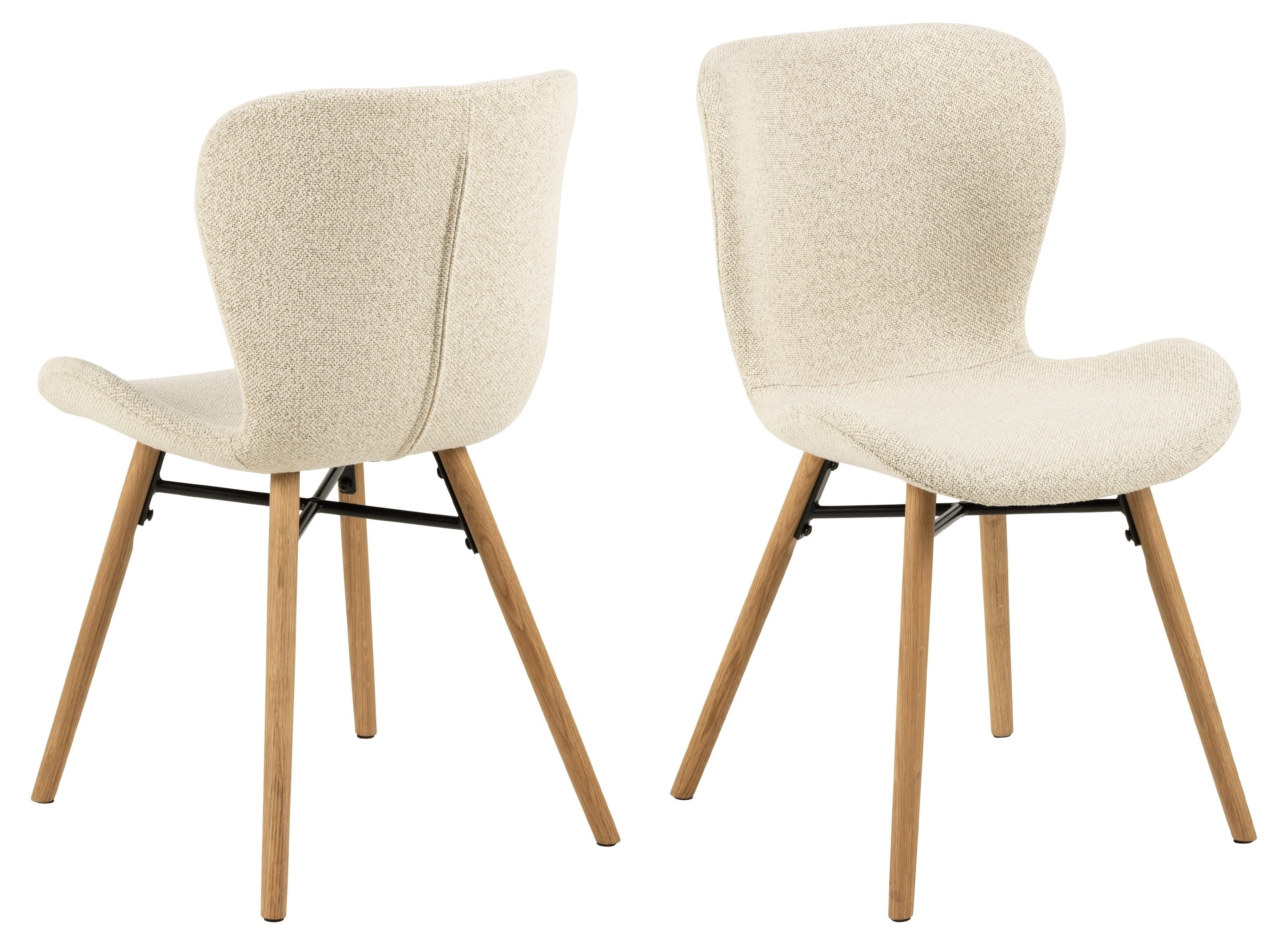 Schalenstuhl (2er-Set) in creme - 47x82,5x53 (BxHxT)