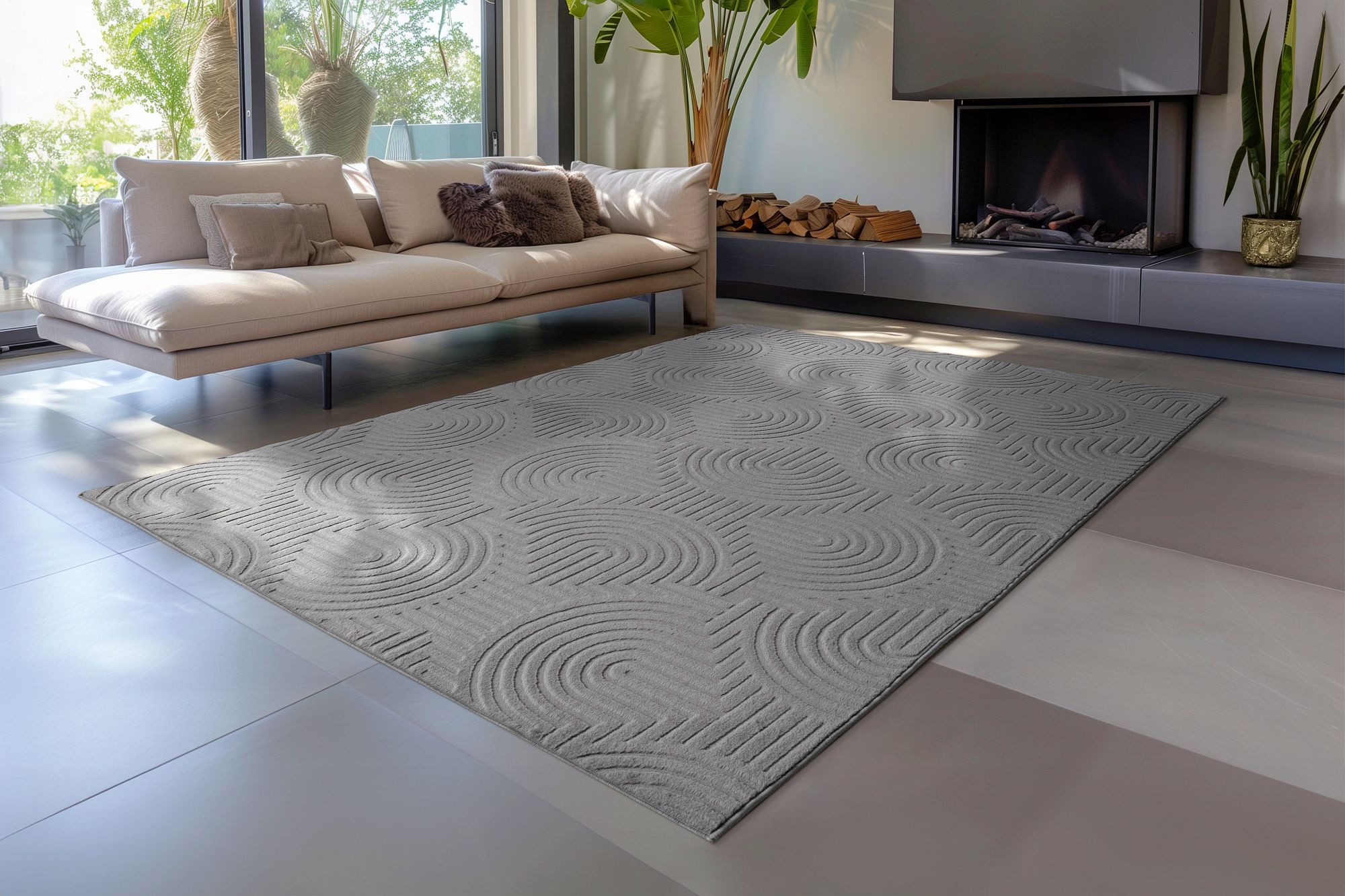 Kayoom Teppich Balance Flow 225, rechteckig, Höhe: 18 mm, Kurzflor, Hoch Tief, modernes Muster, Wohnzimmer