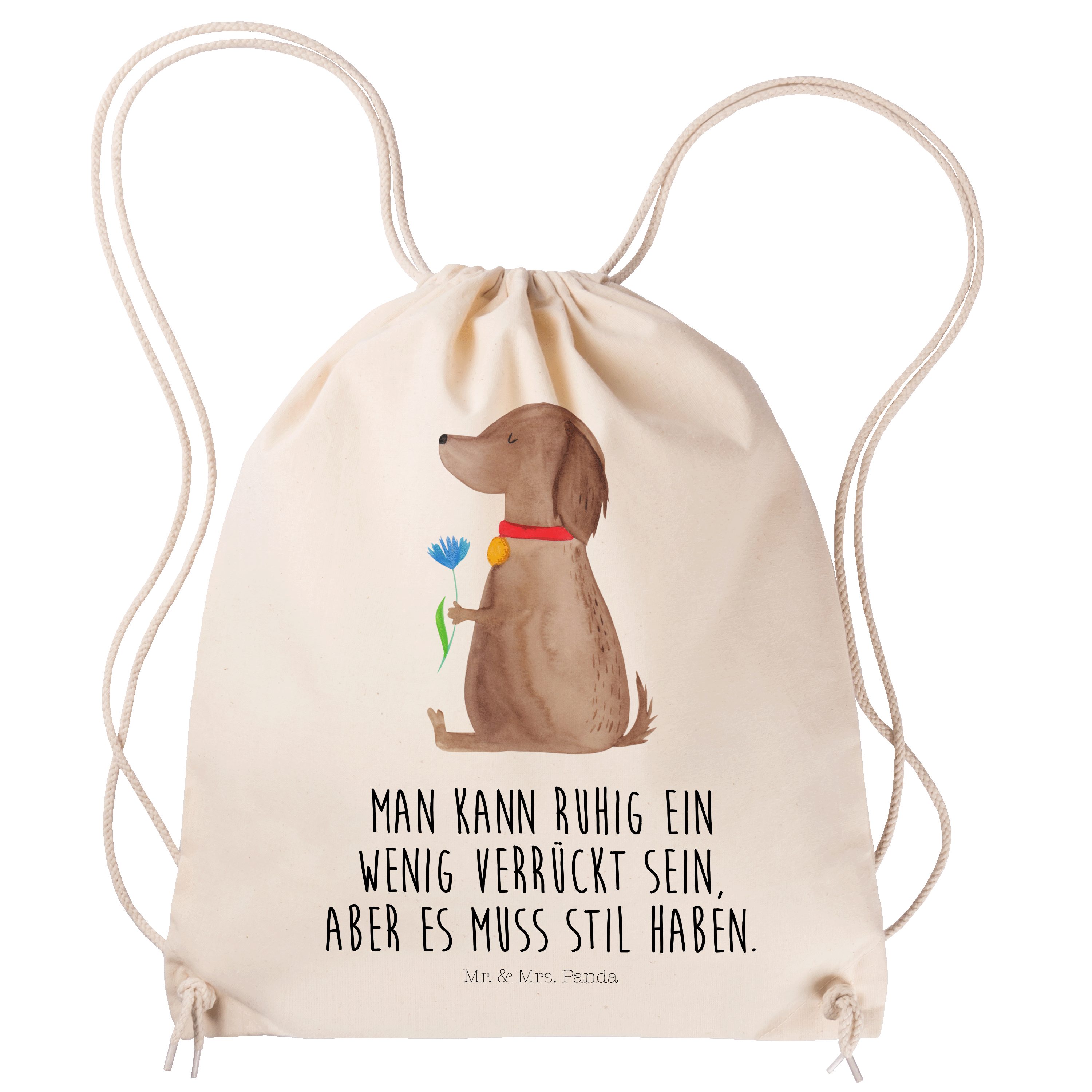 Mr. & Mrs. Panda Sporttasche Hund Blume - Transparent - Geschenk, Sportbeutel, Sporttasche, Hundem (1-tlg)