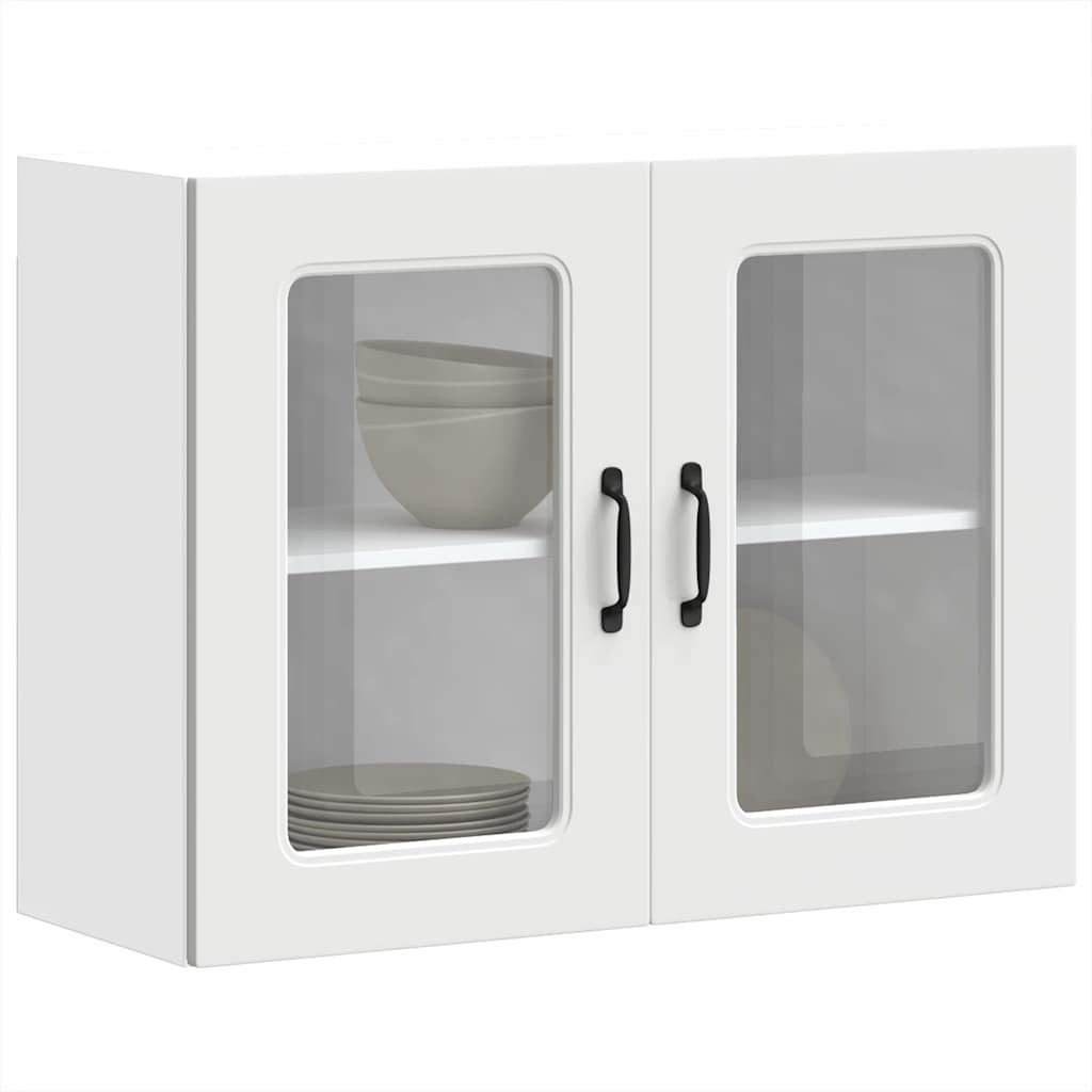 Hängeschrank Vitrine-Hängeschrank Küchen Hängeschrank Kalmar Weiß 80x60x31 cm mit G