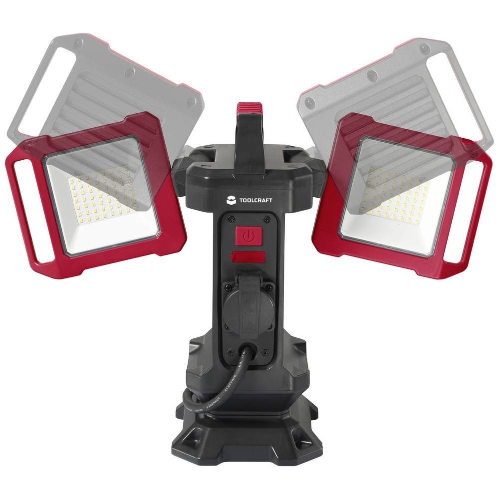 TOOLCRAFT LED work light including tripod TO-7843728, height adjustable, adjustable lampshade, with carrying handle, with USB