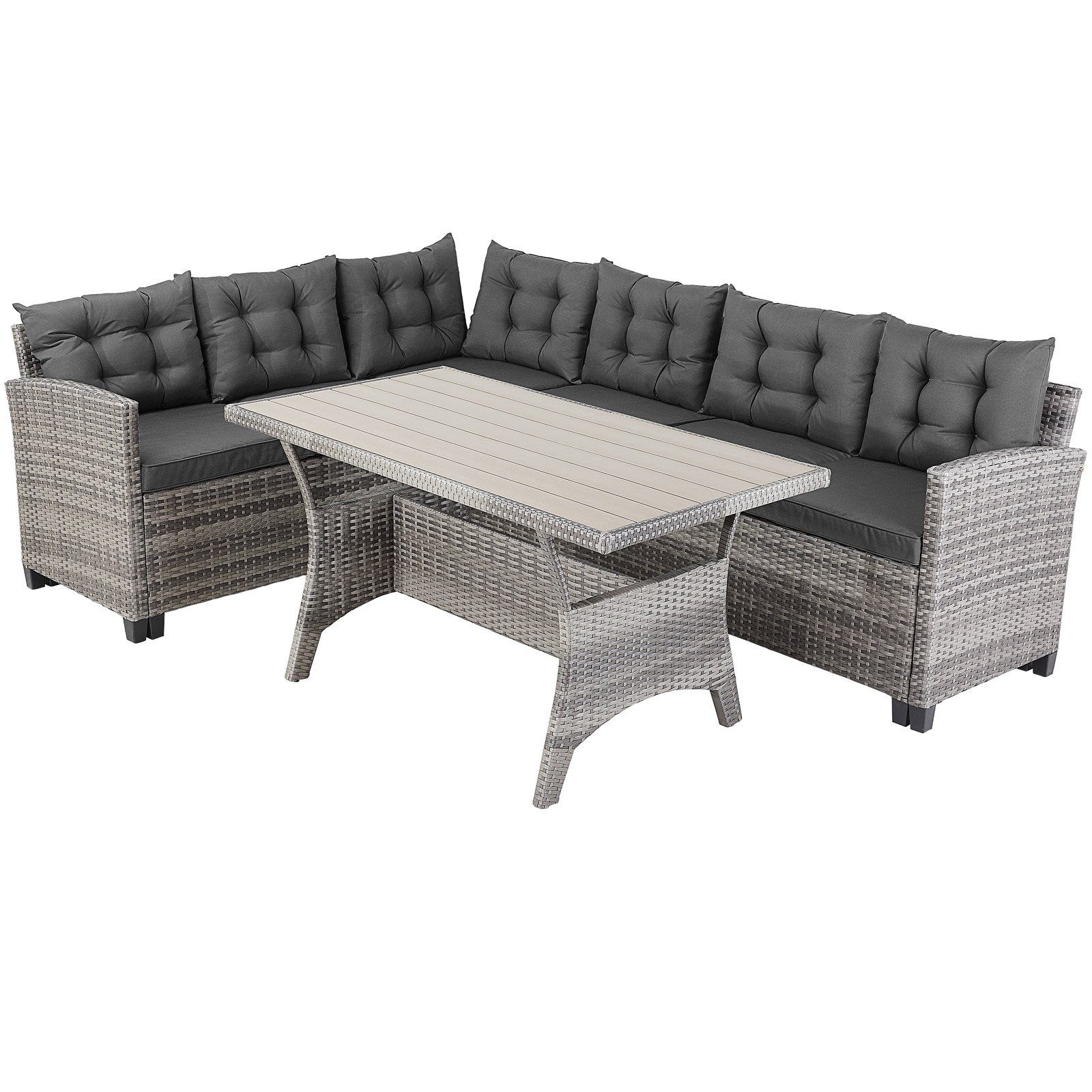 Casaria Gartenlounge-Set Lissabon, Polyrattan WPC Esstisch günstig online kaufen