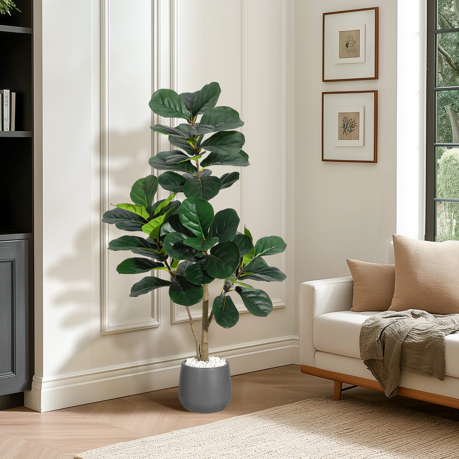 Kunstbaum Künstlicher Geigenblatt-Feigenbaum, Kunstpflanzen,künstlicher Baum, GarveeMore, Höhe 120 cm – Bild 2 von 5