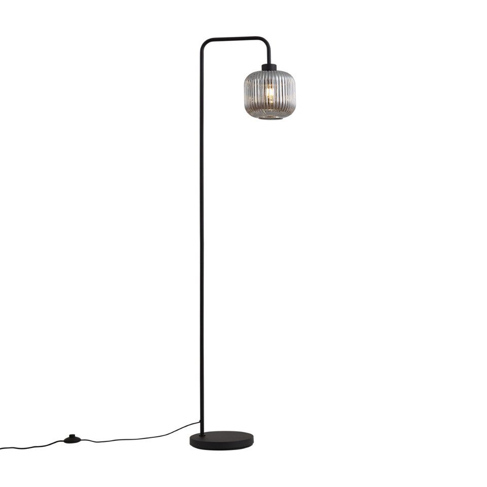 Qazqa Stehlampe Ana, ohne Leuchtmittel, E27, Schwarz, Design, Stahl, 1-flammig