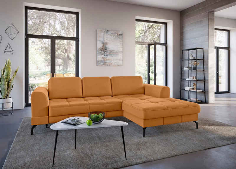 sit&more Ecksofa Bendigo L-Form, inklusive Sitztiefenverstellung, Bodenfreiheit 15 cm, 2 Fußfarben