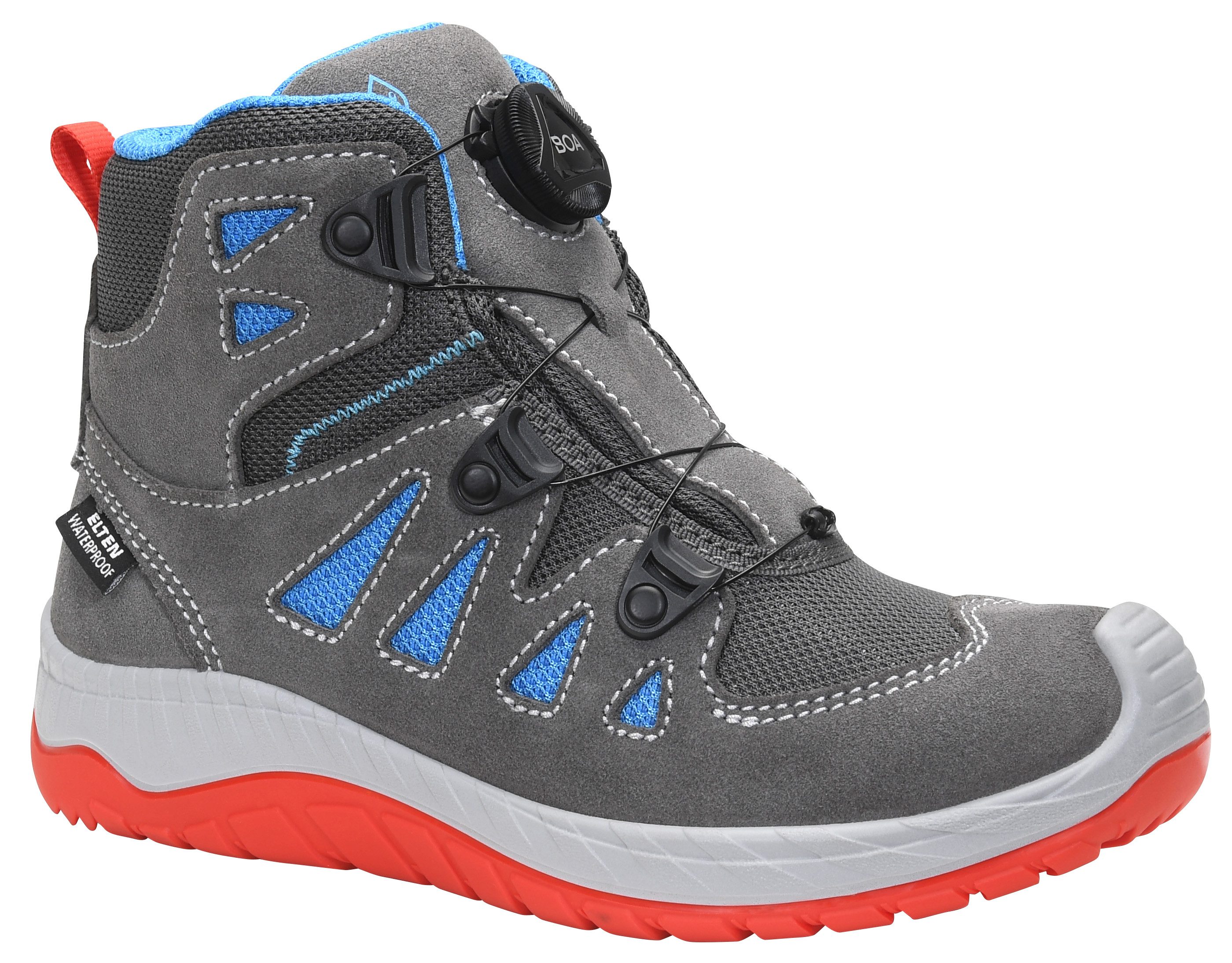 ELTEN MADDOX Kids BOA® grey-red Mid Sicherheitsstiefel (Schuhkarton, Paar)