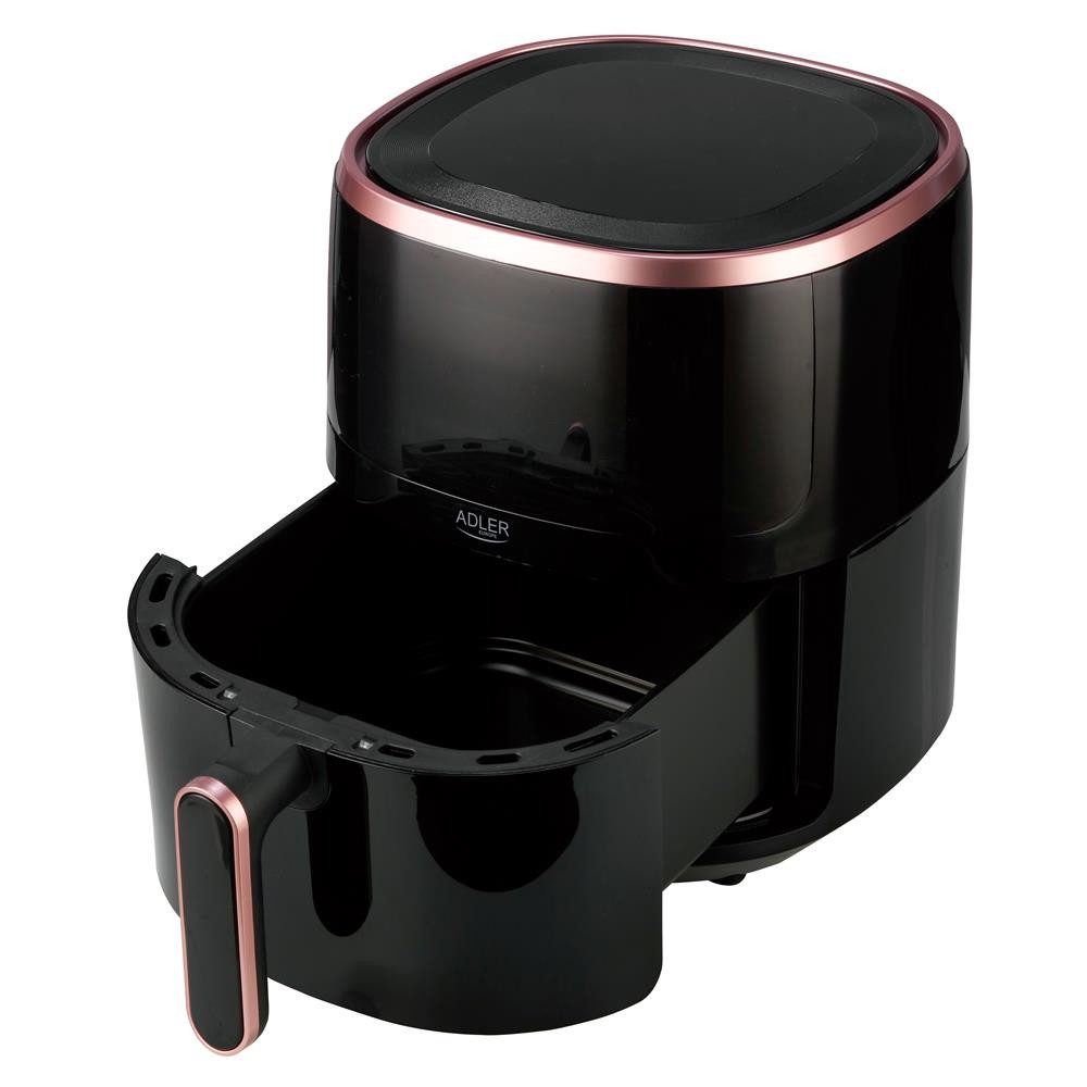 Adler Heißluftfritteuse, 2000 W, Airfryer mit Sichtfenster, 12 Programme, 5 Liter, schwarz