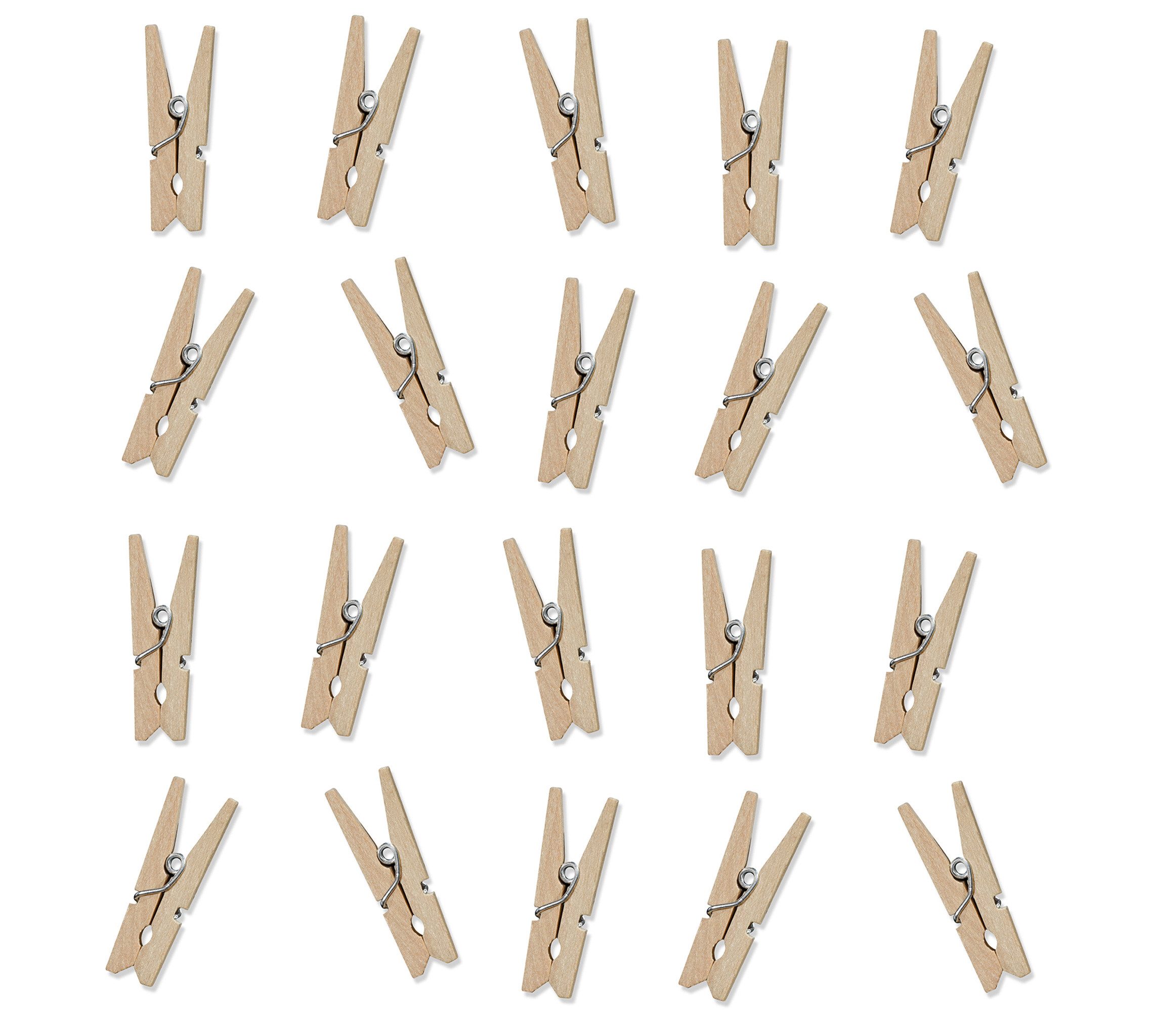 partydeco Прищепки, Kleine Прищепки für Fotos 3cm mini Holzklammern natur 20er Set