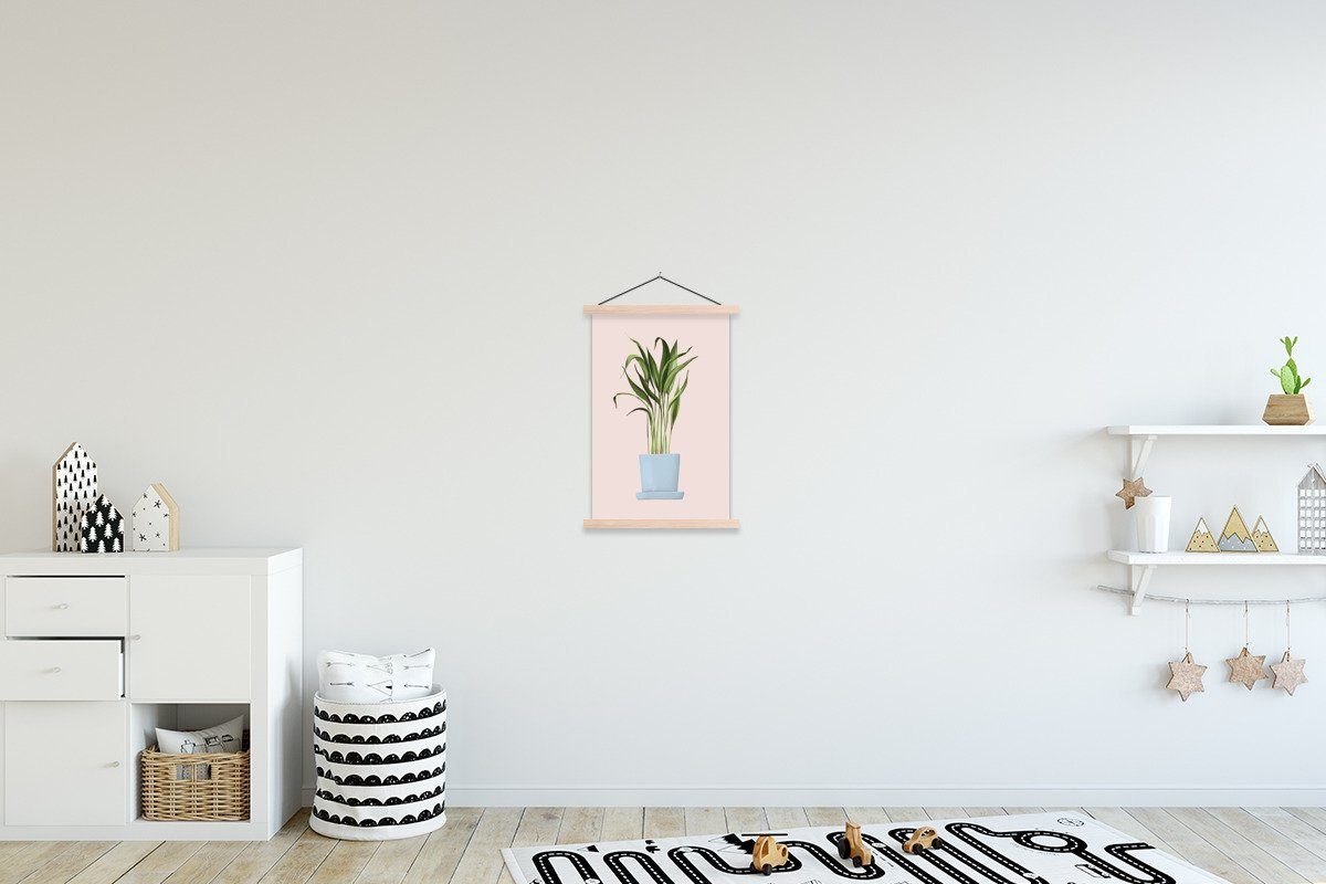 - Posterleiste, Wohnzimmer, St), - Zimmerpflanzen (1 Poster Pastell, für Blau Textilposter MuchoWow Bilderleiste, Magnetisch