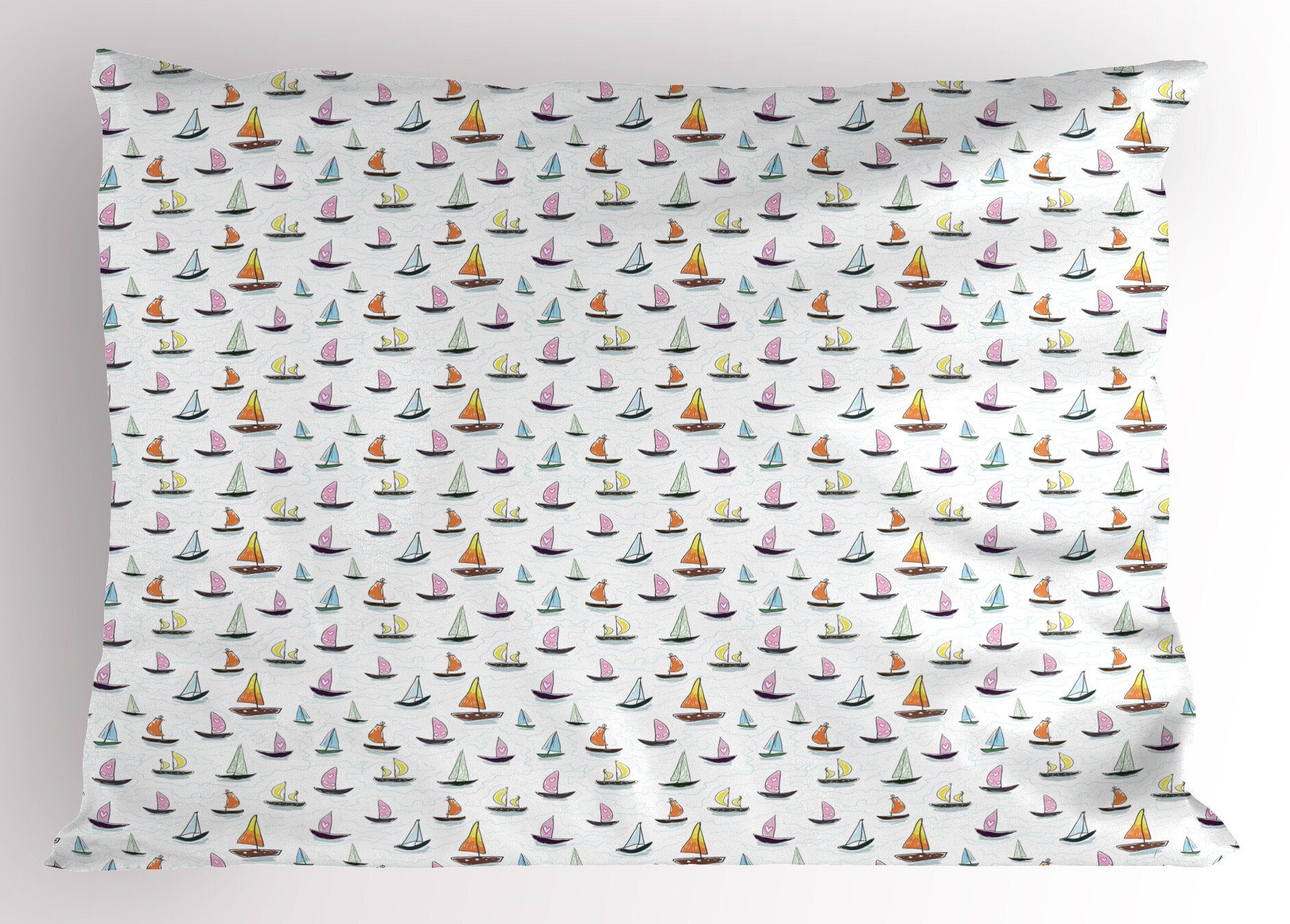 Kissenbezüge Dekorativer Standard King Abakuhaus Stück), Bunte Kissenbezug, Segeln Segelboot-Gekritzel Gedruckter Size (1
