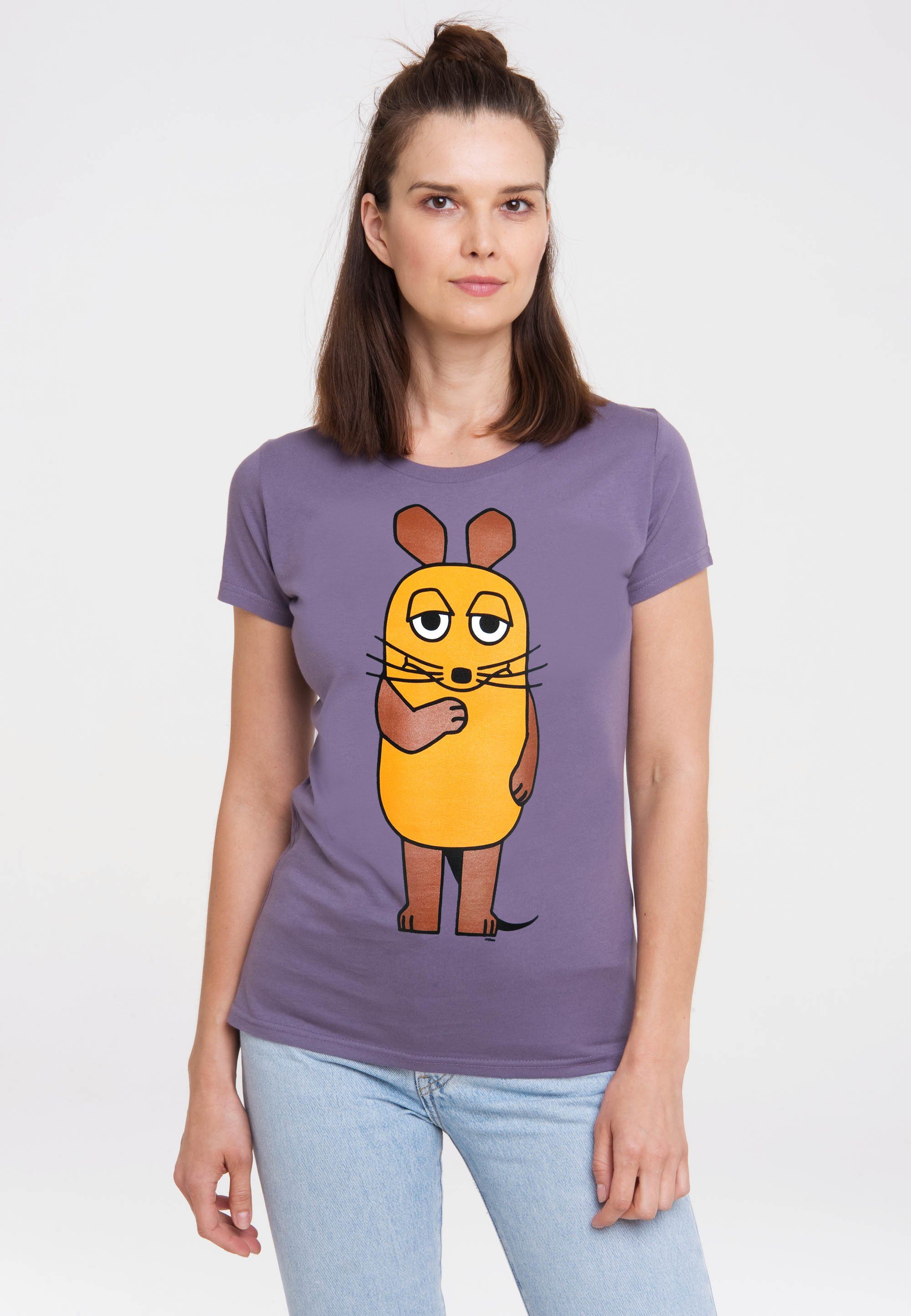 LOGOSHIRT T-Shirt Sendung mit mit Maus-Print Maus der coolem