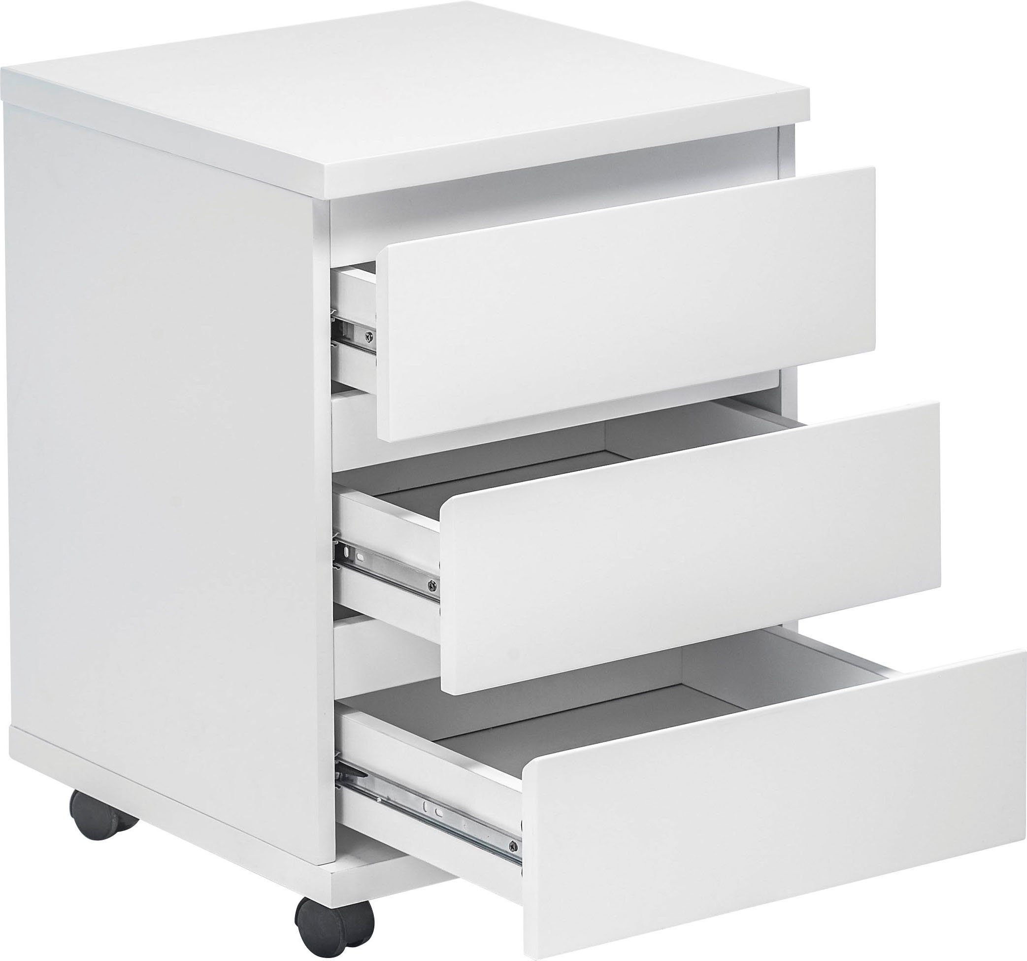 MCA furniture RC, rollbar, weiß Rollcontainer hochglanz Büroschrank