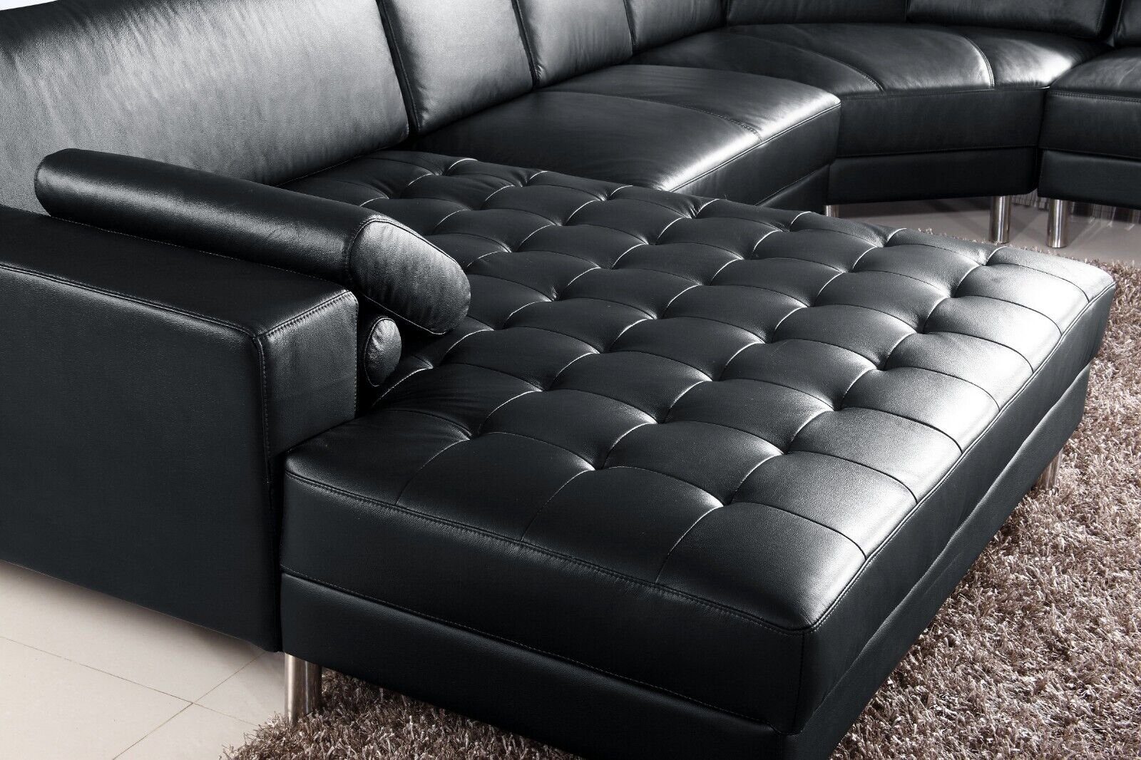 Ecksofa Luxus SOFORT, JVmoebel Europa U-Form 1 Sofa in Wohnzimmer Ecksofa Modern Schwarz Teile, Made Stil