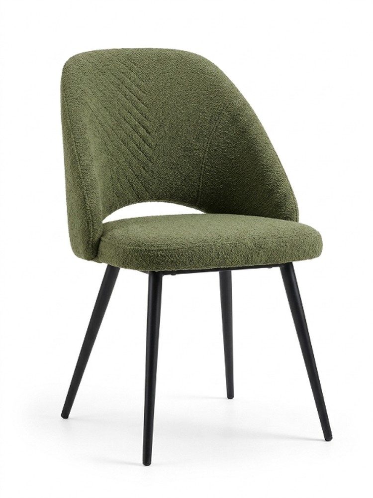 JVmoebel Esszimmerstuhl Kuscheliger Bouclé Esszimmerstuhl Olivgrün Elegant Polsterstuhl Skandi (1-tlg)