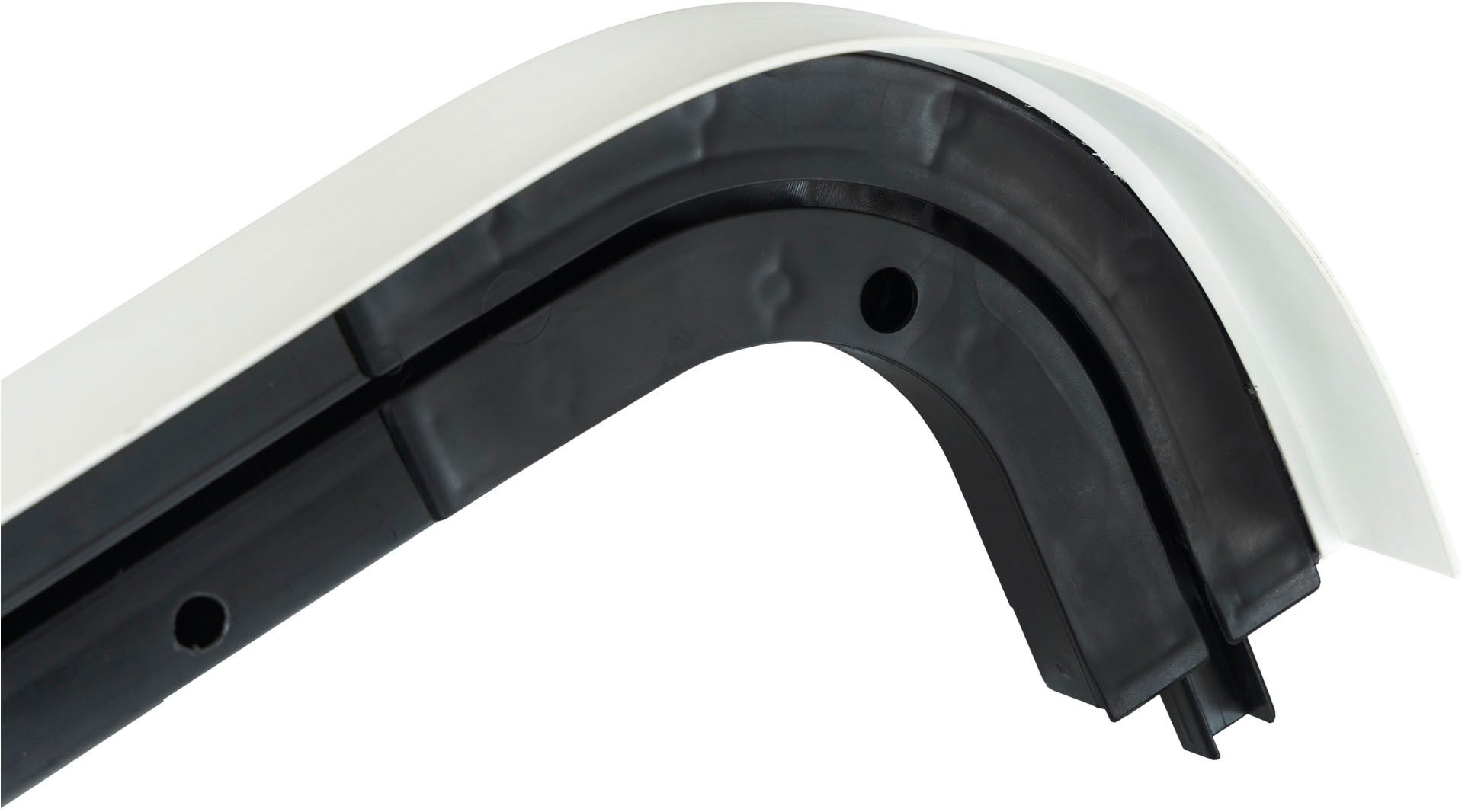 SN DECO GROUP Vorhangschiene SH1, 1-läufig, Fixmaß, mit Bohren, verschraubt, Kunststoff, Set 1-läufig,inkl. Rundbögen, Blende 5 cm, vorgebohrt, Innenlauf