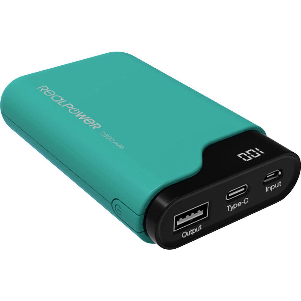 Realpower RealPower PB-7500C Powerbank 7500 mAh Li-Ion Grün Statusanzeige Powerbank 7500 mAh