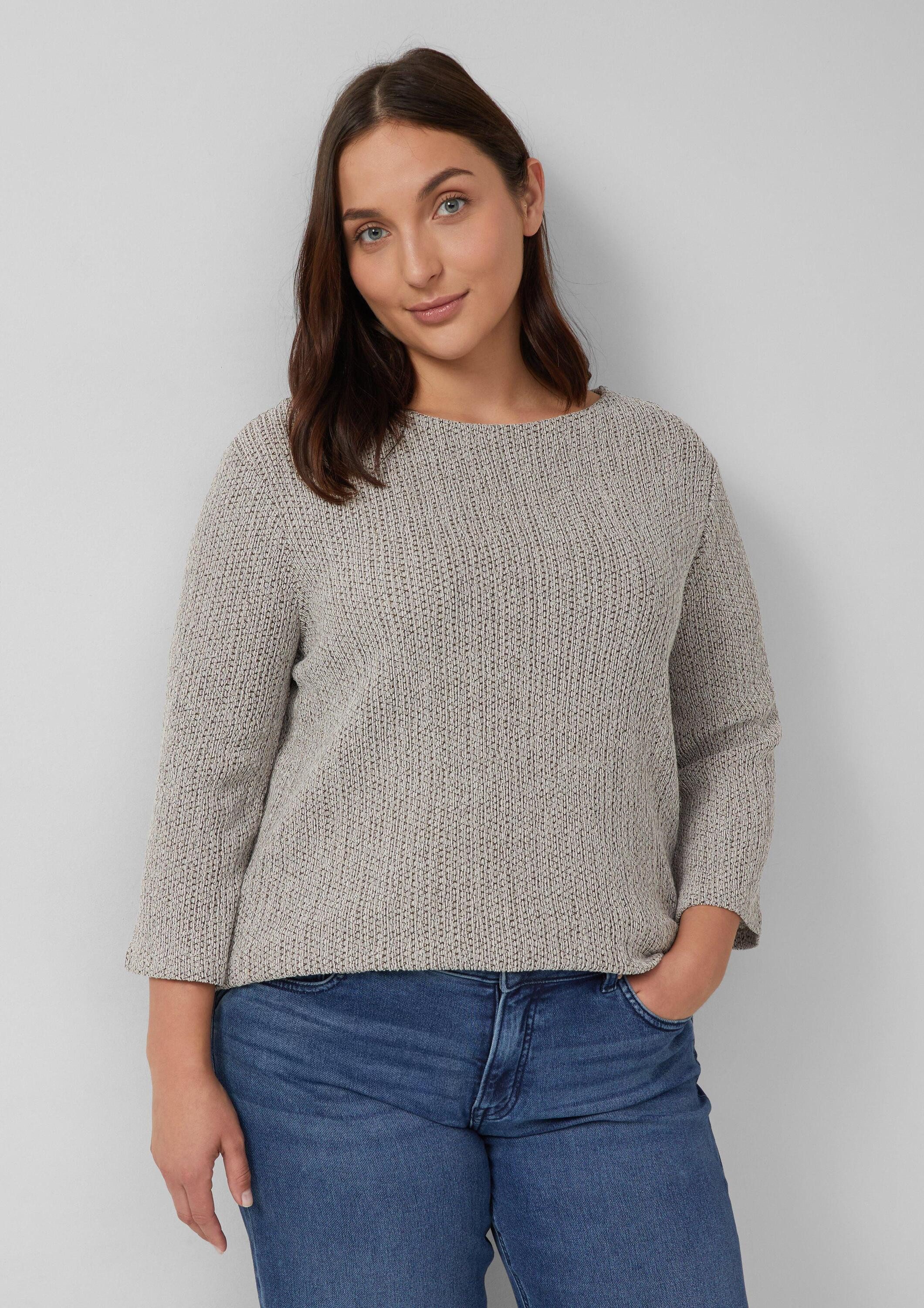 s.Oliver 3/4-Arm-Shirt T-Shirt Verkürztes Struktur Shirt mit 3/4-Arm