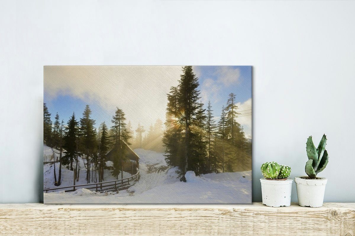 Kanada, am 30x20 Wandbild Sonnenuntergang Wanddeko, Mountain (1 Grouse St), Aufhängefertig, Leinwandbild Leinwandbilder, cm in Nebliger OneMillionCanvasses®