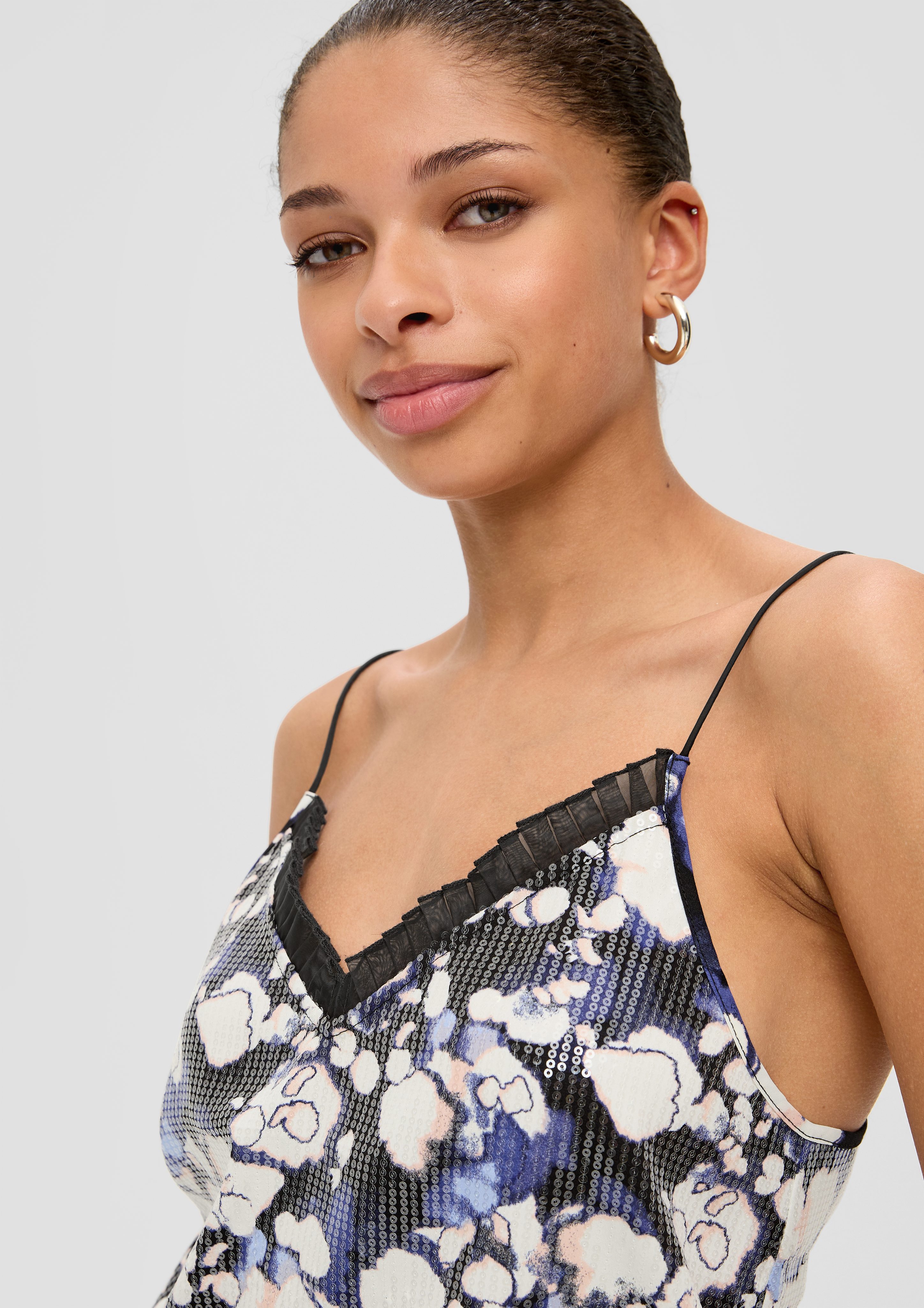 QS Blusentop Blusentop mit Spitze Pailletten günstig online kaufen
