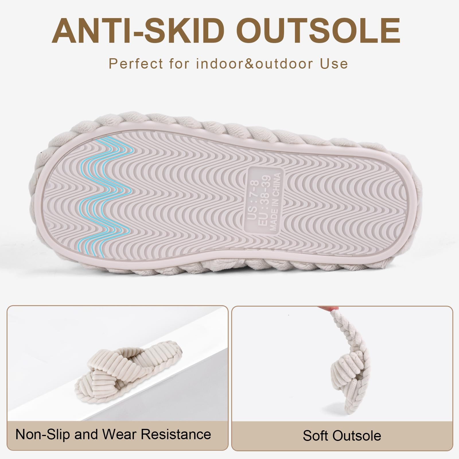 Coonoor Damen Hausschuhe Wohnschuhe, offener Zehen, Querriemen-Schleife Plüsch Hausschuhe rutschfeste Sohle. Bequeme Trend-Slide als stylisches Geschenk