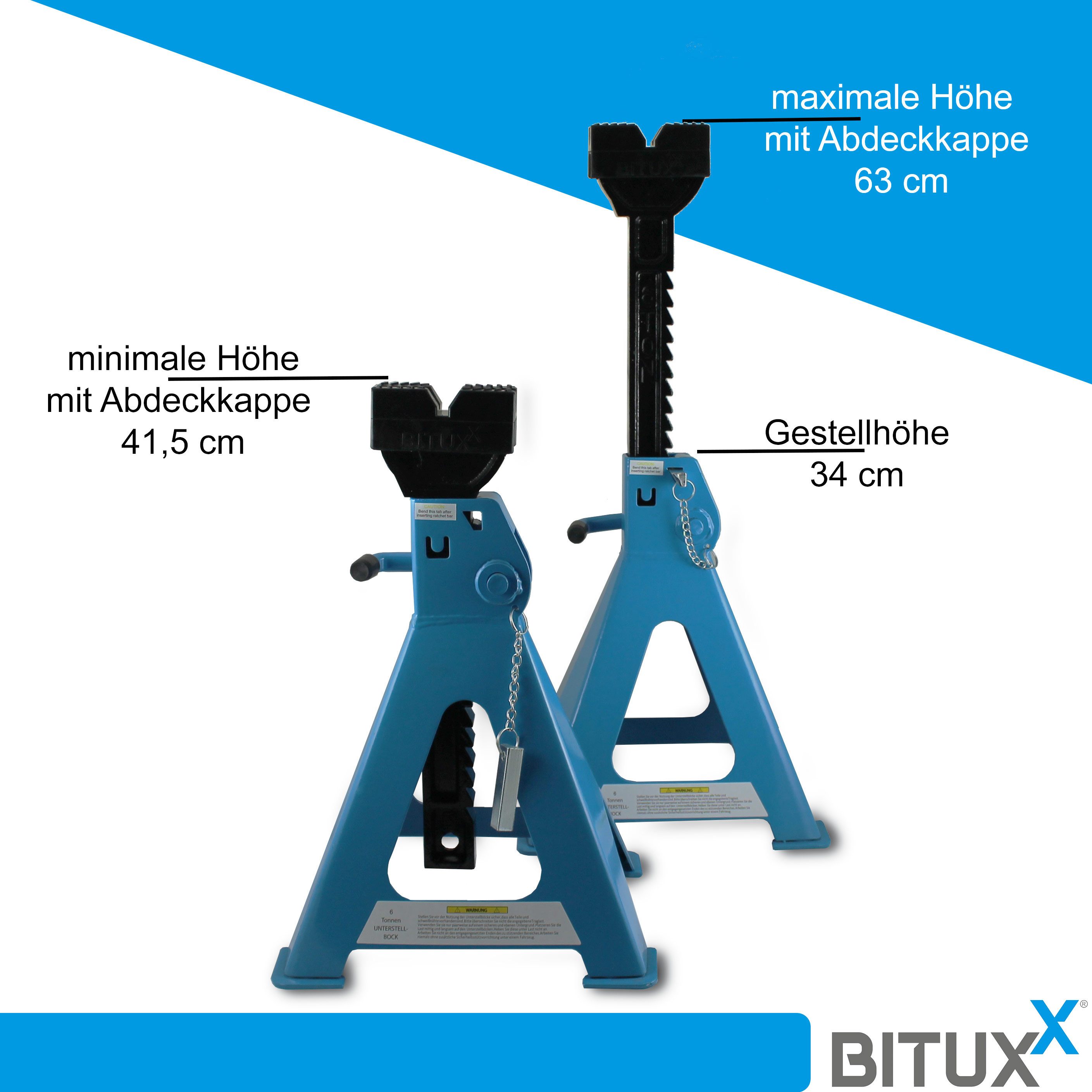 Bituxx Unterstellbock 4 Stück inkl. Heber 6000 kg, 6000 kg max. Belastbarkeit, (Spar Set, 4-St., MS-15774)