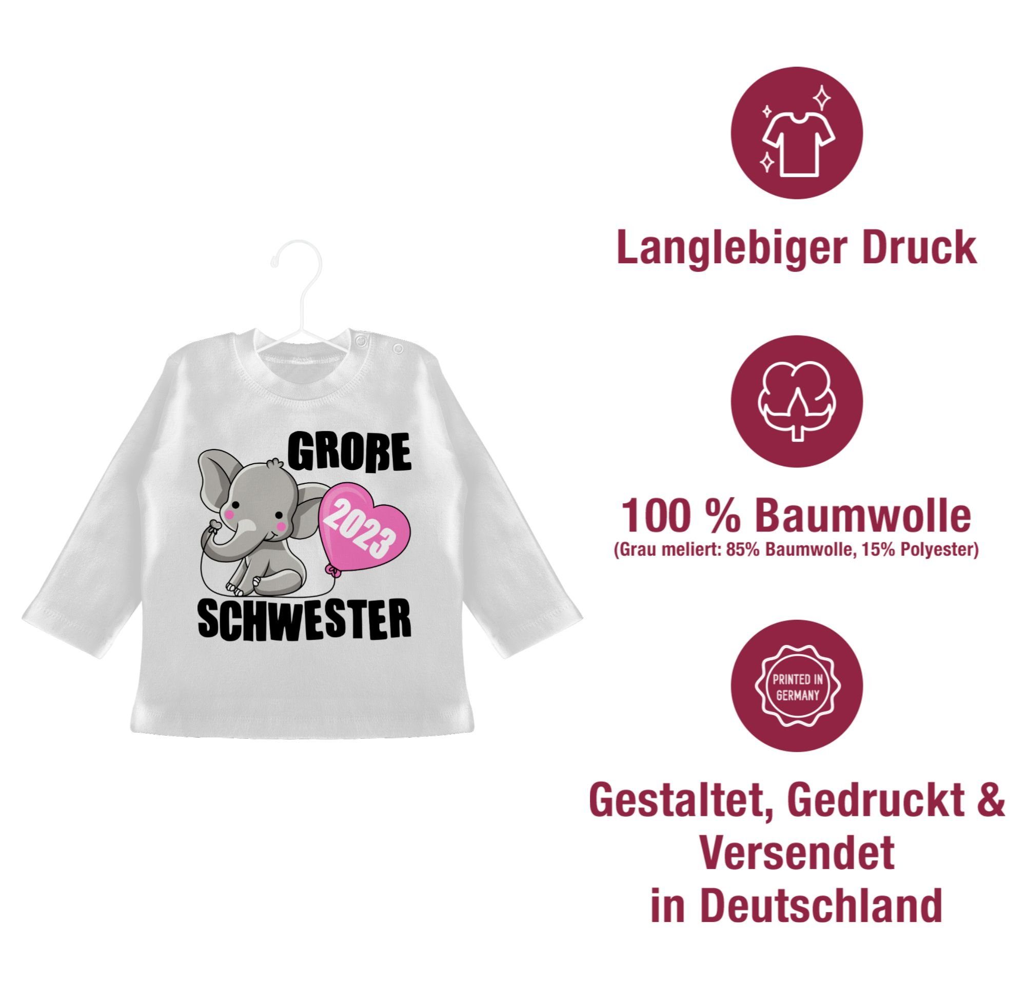 Shirtracer T-Shirt Geschwister Bruder und Weiß Große 2 2023 Schwester I Schwester