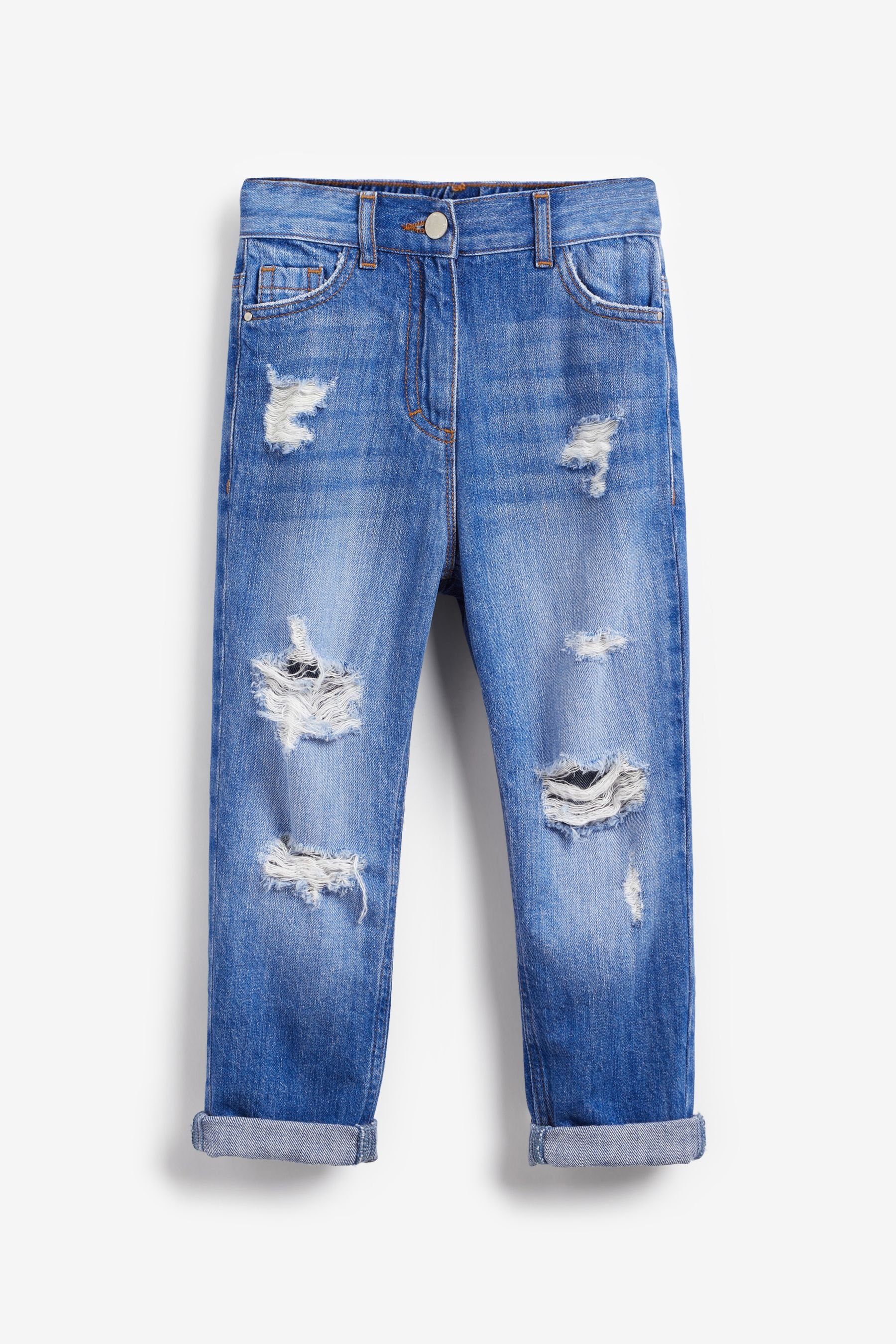 Next Mom-Jeans Mom-Jeans (1-tlg) Bright Blue Distressed | Mom-Jeans