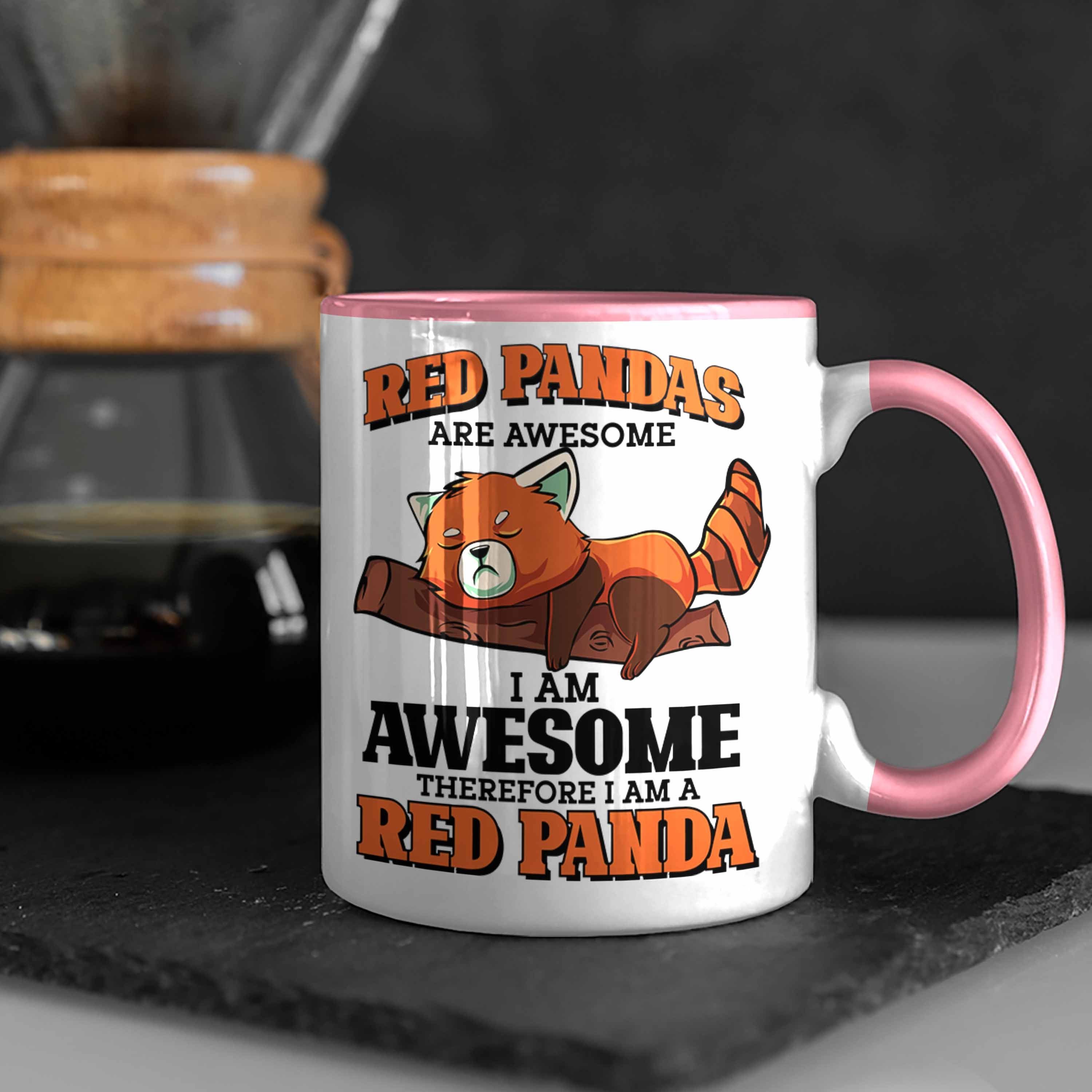 Trendation Tasse Lustige Roter Panda Panda-Liebhaber Spruch Rosa für Geschenk Tasse
