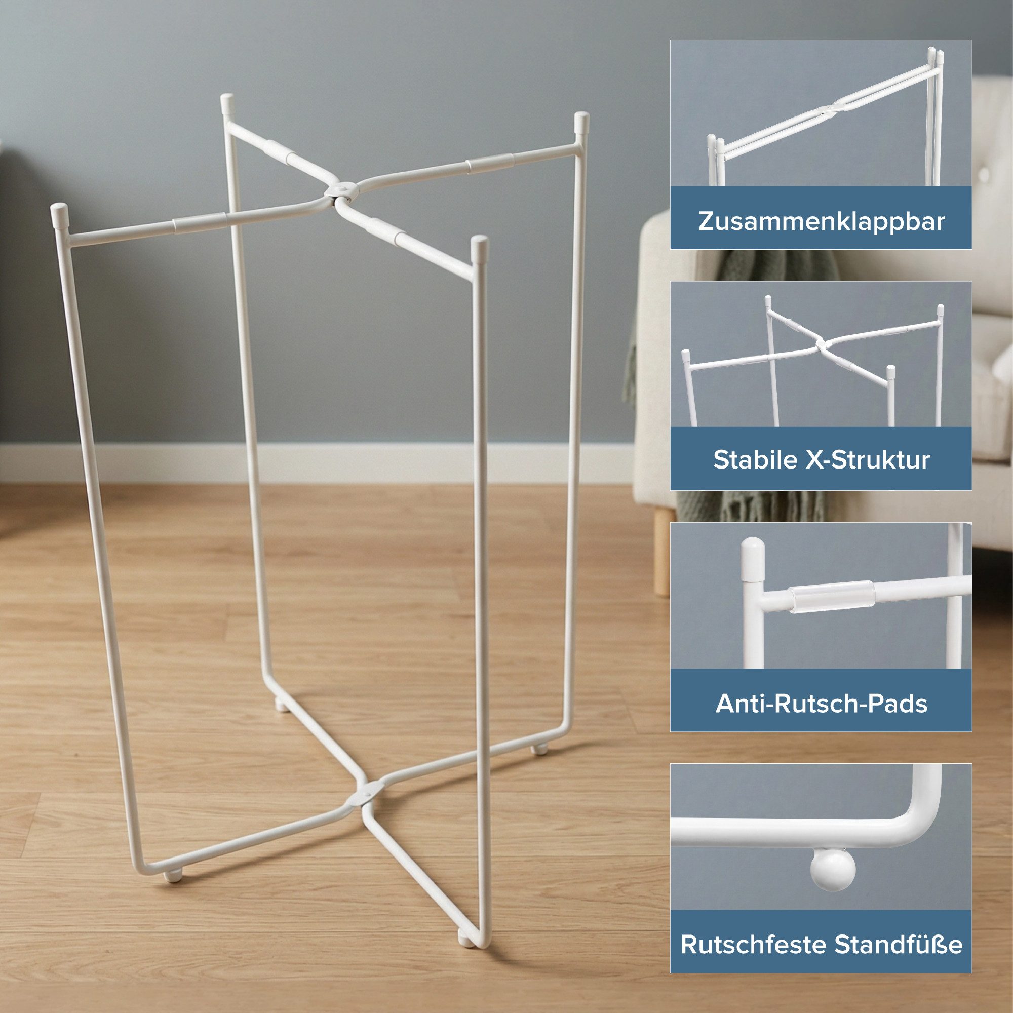 doporro Beistelltisch Couchtisch kleiner Tisch mit 1/2 geflochtenen Ablagen rund Reglo-08, Zwei Materialien zur Auswahl – Bild 5 von 5